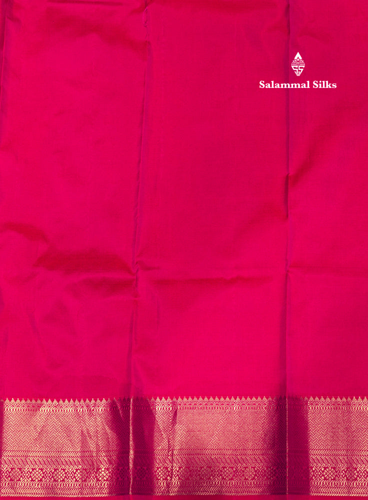 Peacock Green Colour Kanjivaram Pure Silk Saree With Pinkish Orange Silver Zari Border