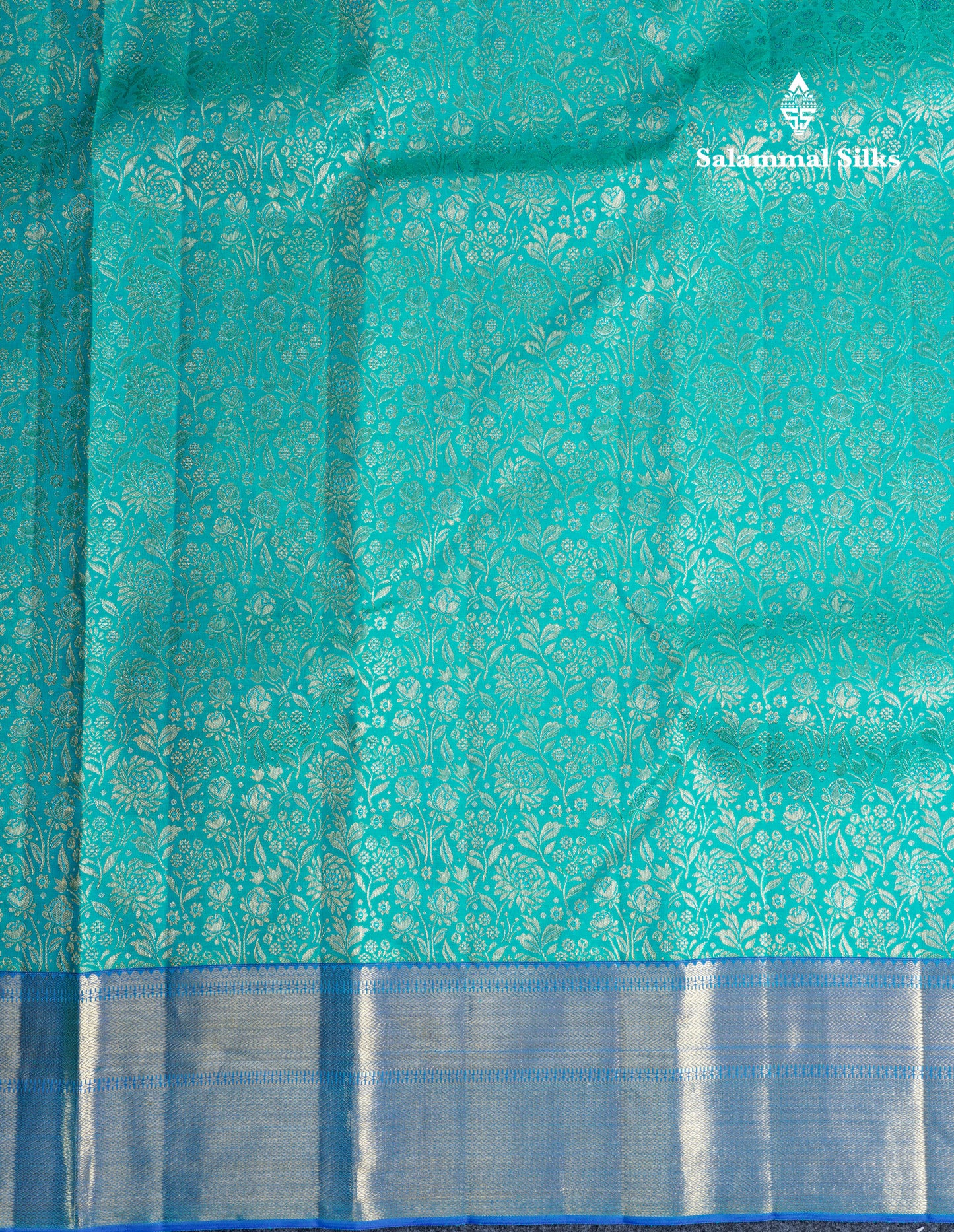 Beautiful Dual Tone Sapphire Green Bridal Pure Kanjivaram Silk Saree With Contrast Peacock Blue Border