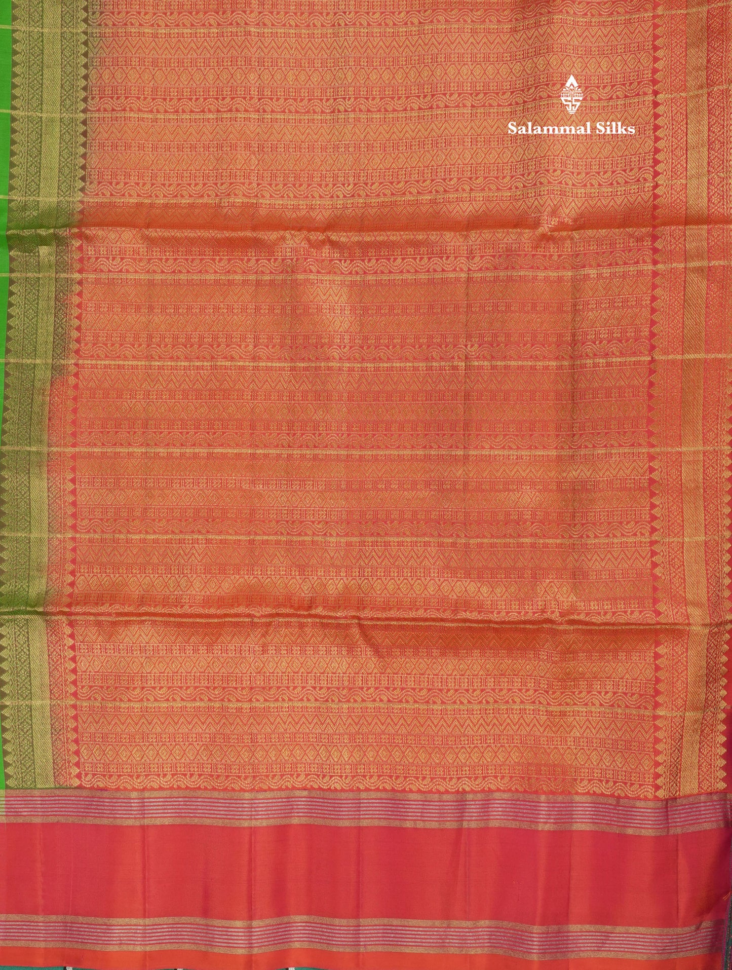 Beautiful Sea Green Pure Kanjivaram Soft Silk Saree With Contrast Pinkish Orange Border