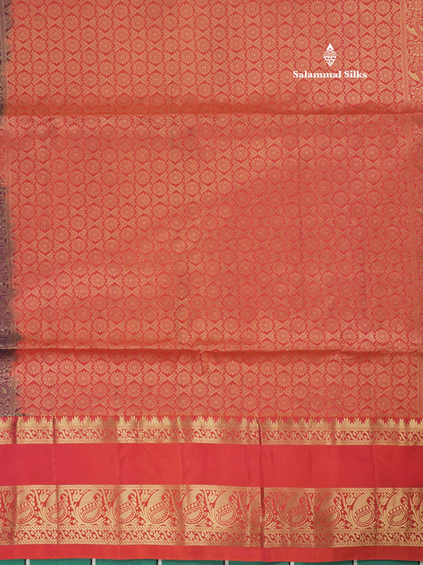 Beautiful Bottle Green Pure Kanjivaram Soft Silk Saree With Contrast Pinkish Orange Border