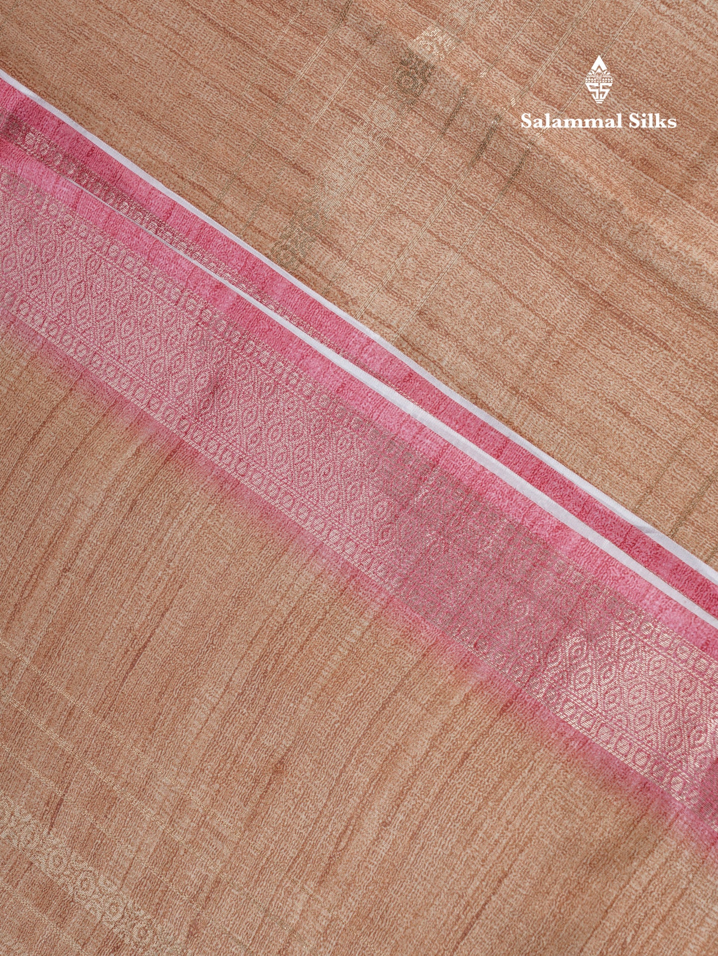 Dual Tone Mustard Yellow Semi Tussar Saree With Contrast Peach Border