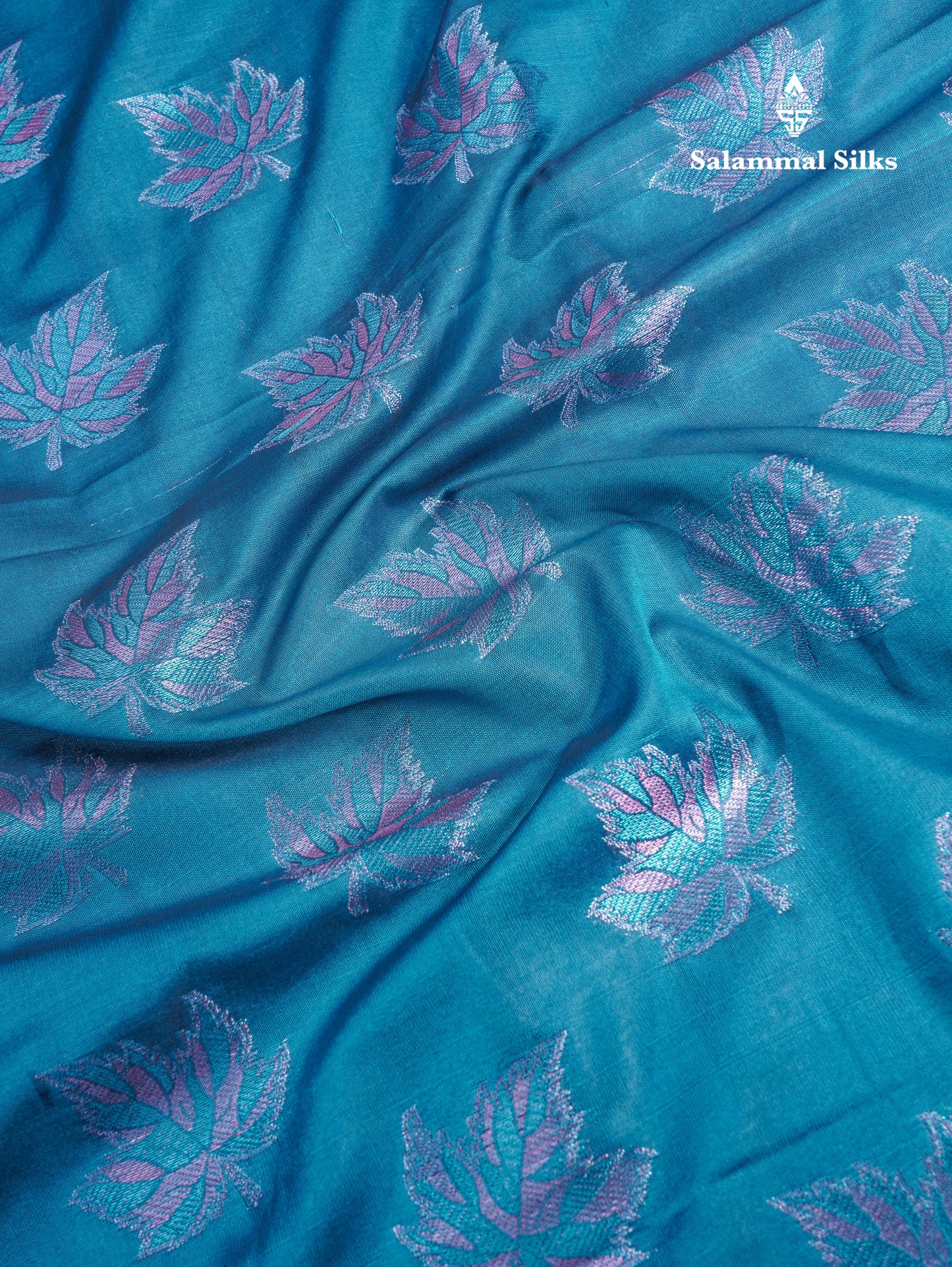 Dual Tone Pink Semi Raw Silk Saree With Contrast Navy Blue Blouse