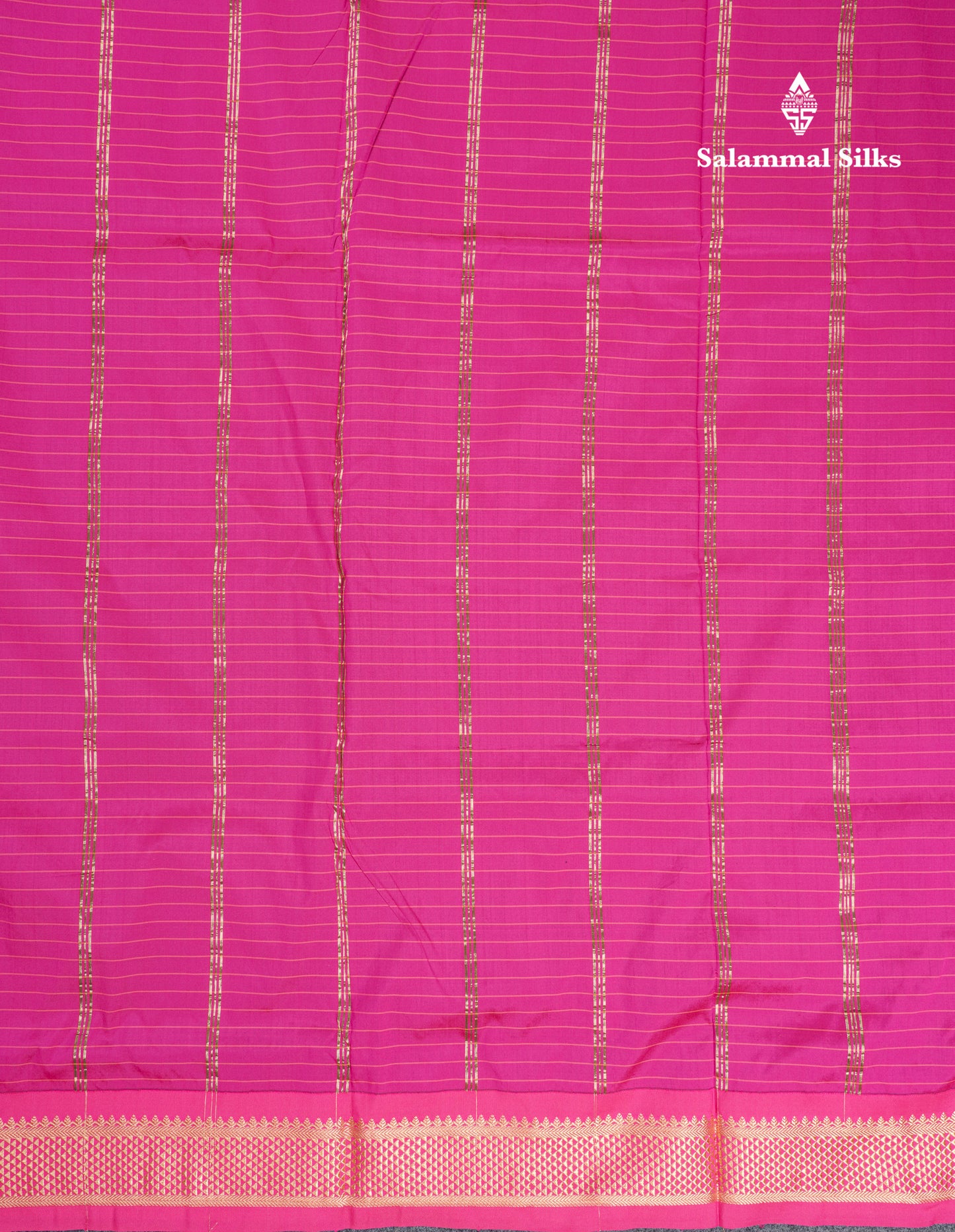 9 Yards Semi Silk Saree Small Checks Violet with Contrast Pink Border