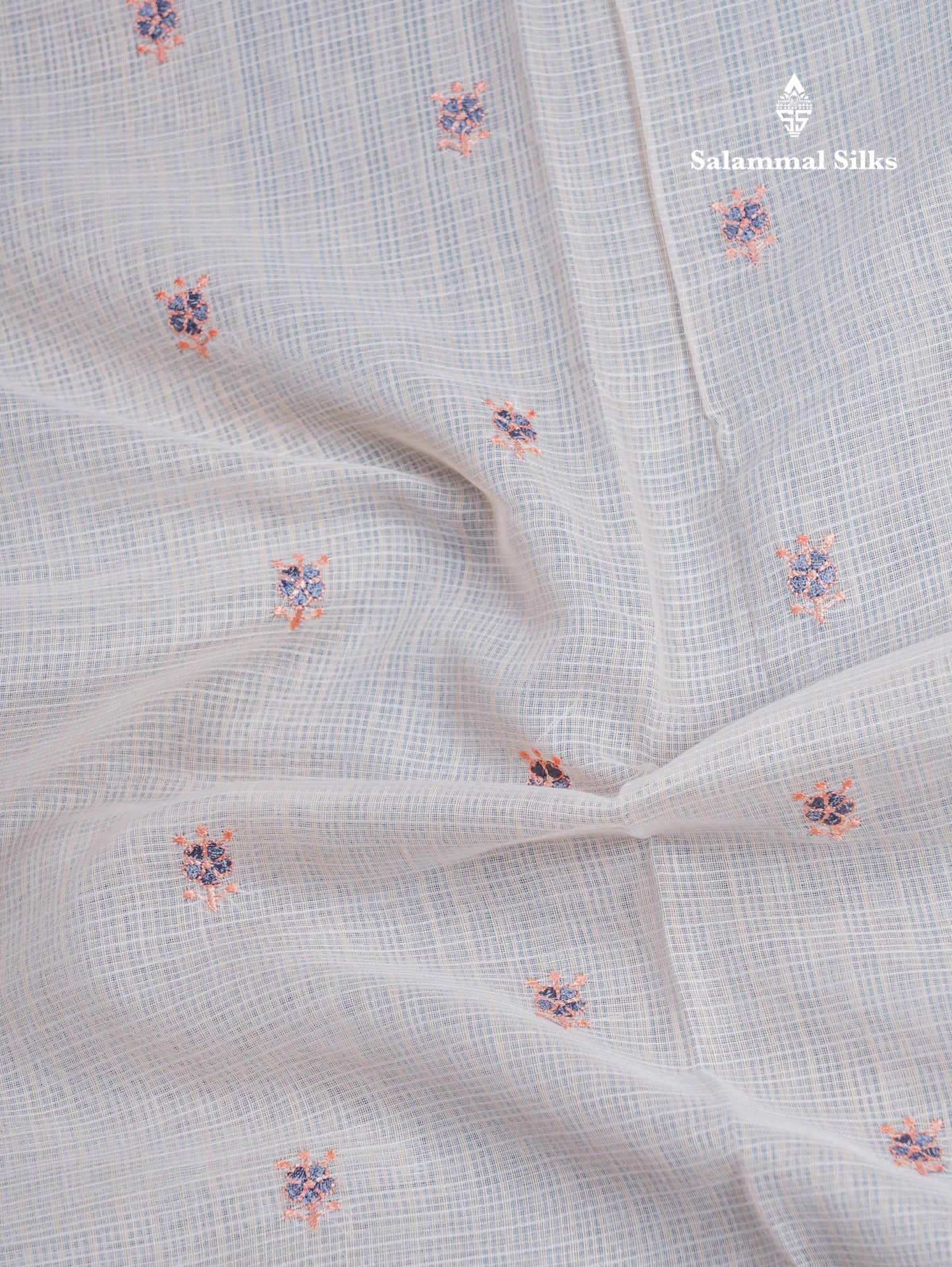 Cream Sandal Silk Kota Fancy Saree With Contrast Grey Embroidery Border