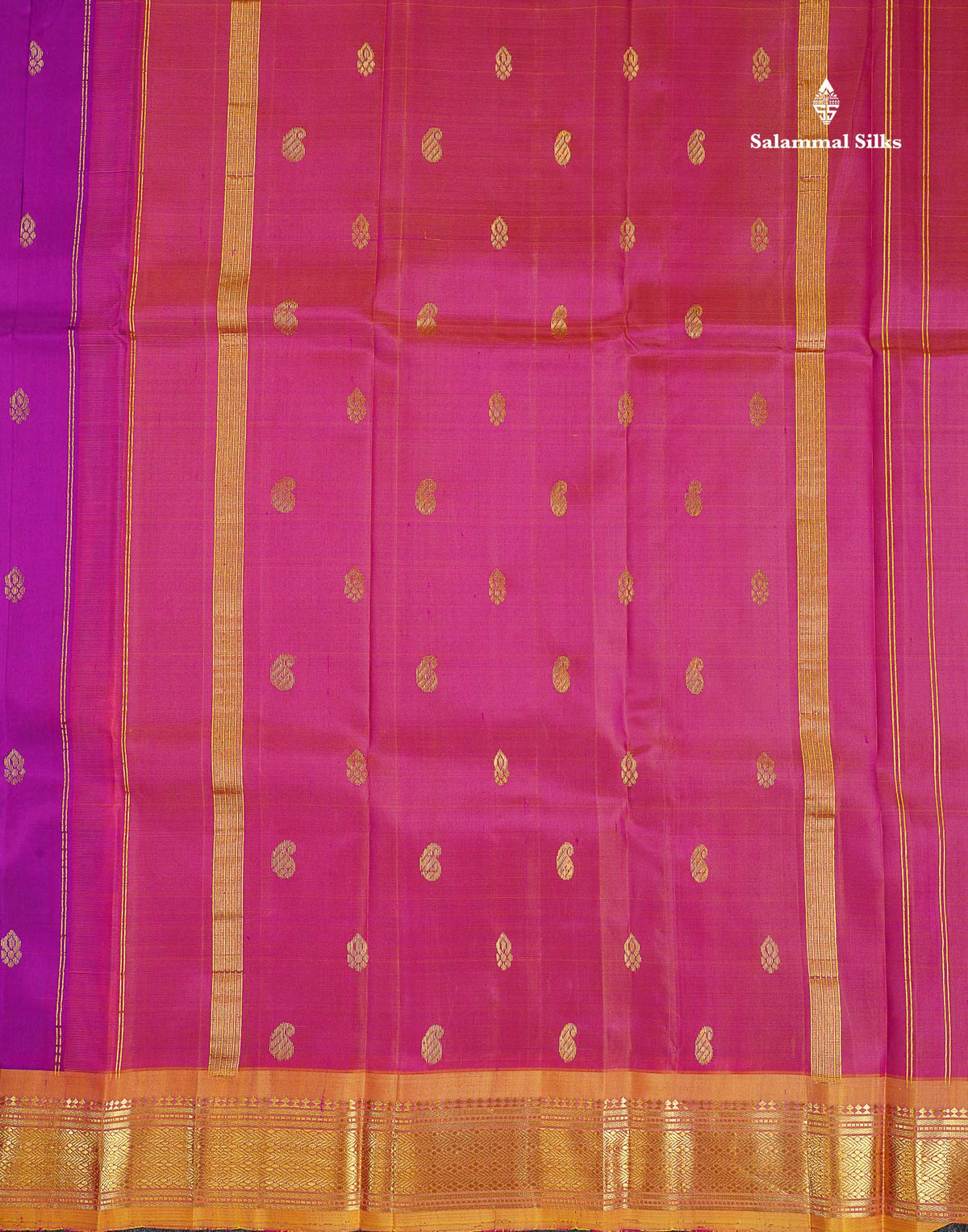 One Side Border Pure Silk Saree - Vadamalli Colour Small Zari Butta With Contrast Mustard Yellow Traditional Border