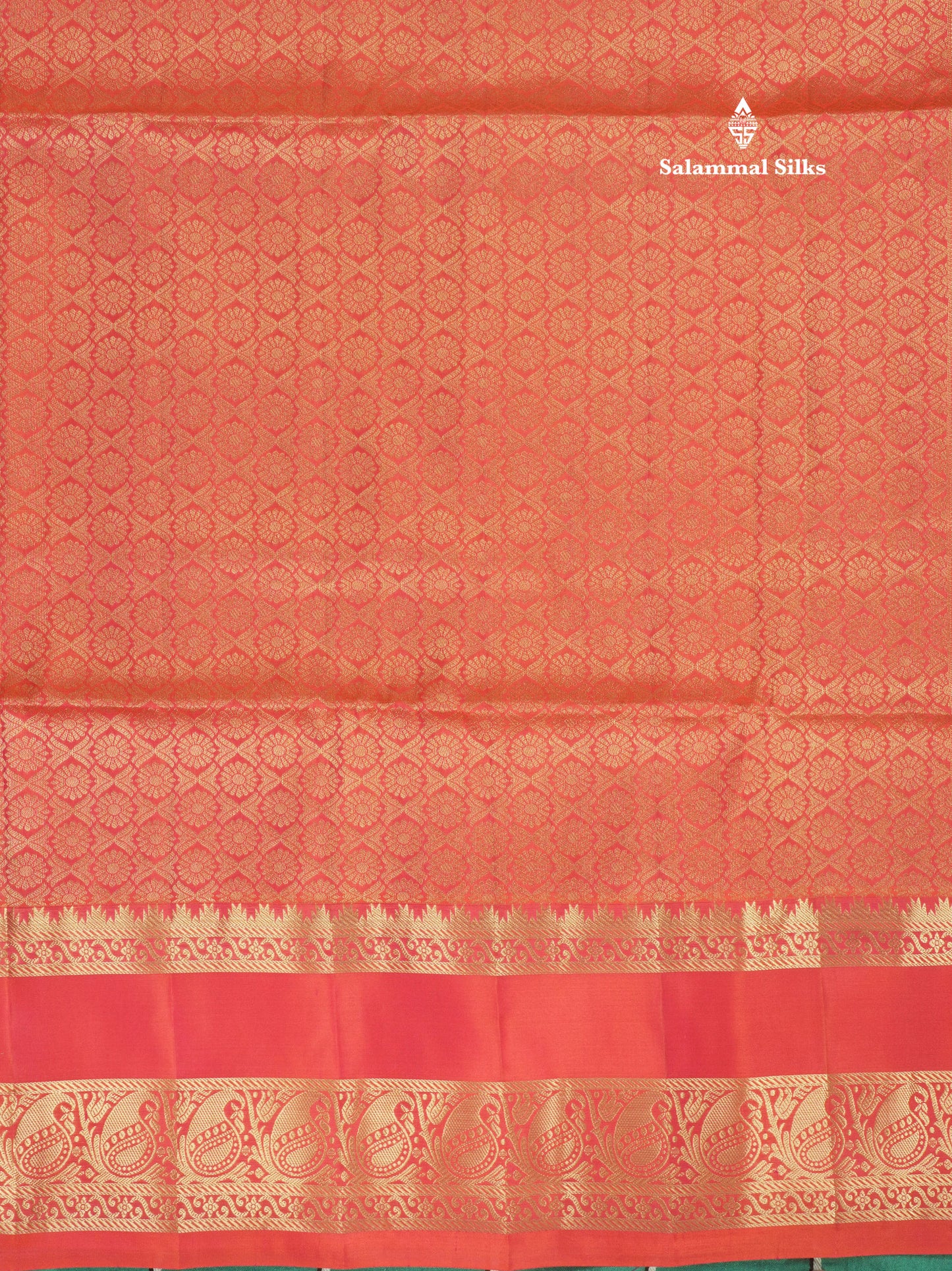 Beautiful Bottle Green Pure Kanjivaram Soft Silk Saree With Contrast Pinkish Orange Border
