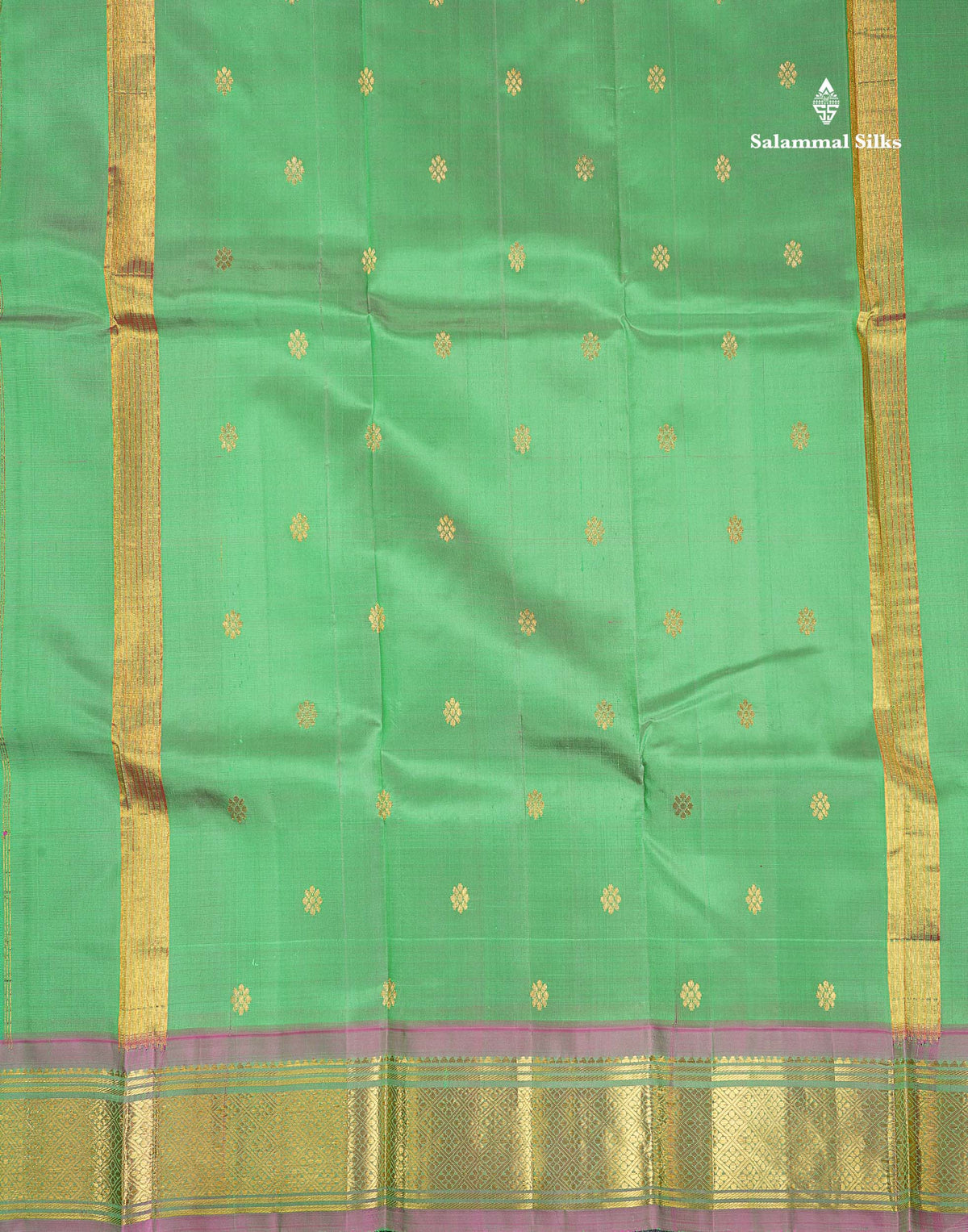One Side Border Pure Silk Saree - Rexona Green Colour Body Zari Butta With Traditional Border