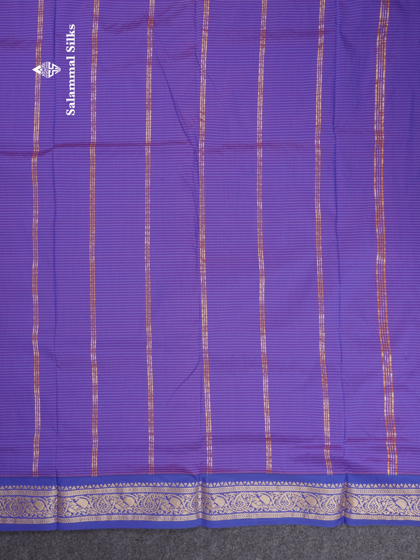 9.5 Yards Semi Silk Saree Pink Tiny Checks with Contrast Blue Border