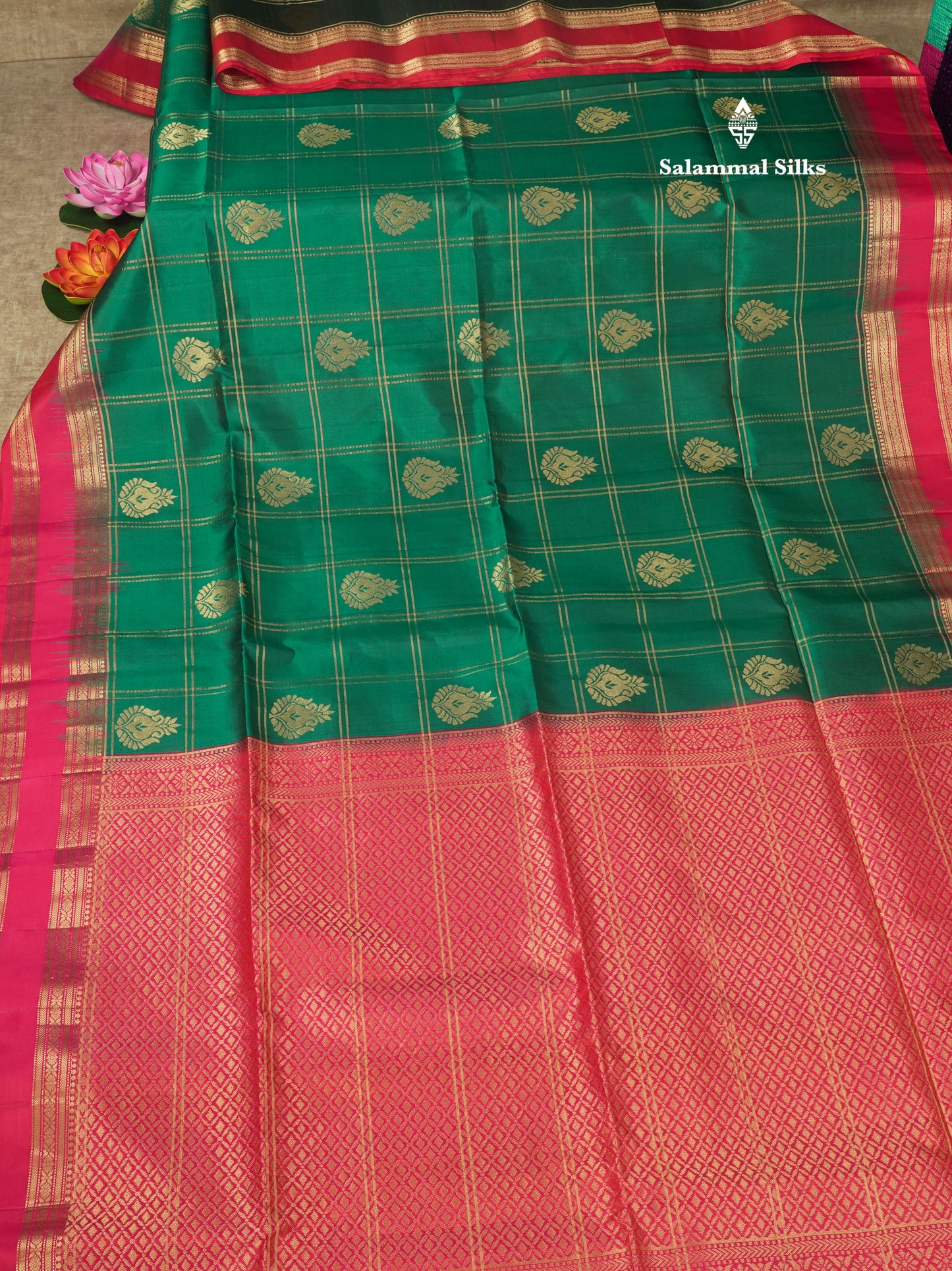 Beautiful Blue Pure Kanjivaram Soft Silk Saree With Contrast Red Traditional Border