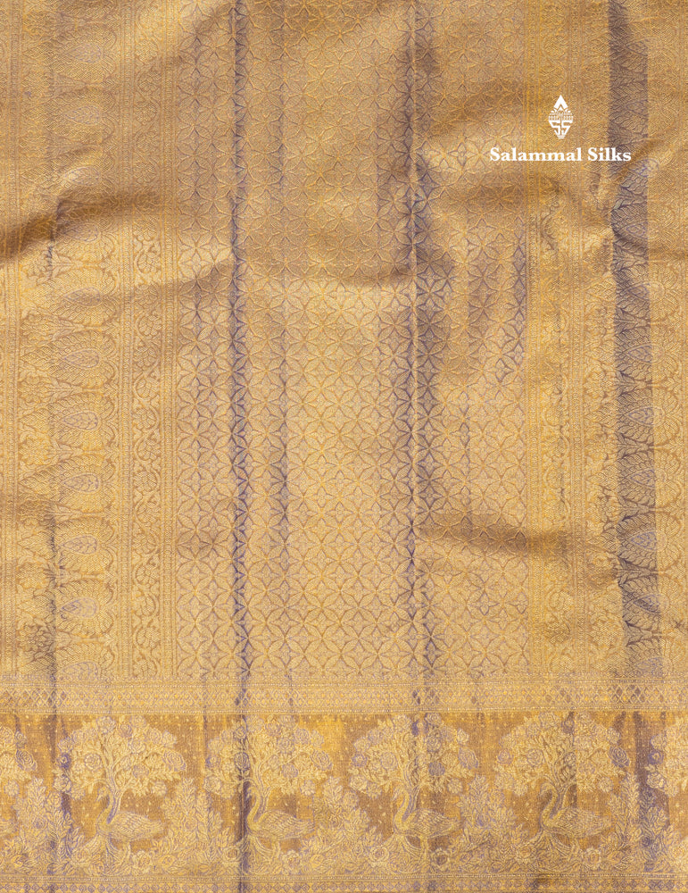 Pink Colour Pure Kanjivaram Tissue Silk Saree with Fancy Violet Border