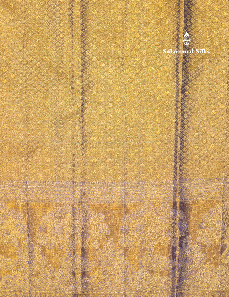 Pink Colour Pure Kanjivaram Tissue Silk Saree with Fancy Violet Border