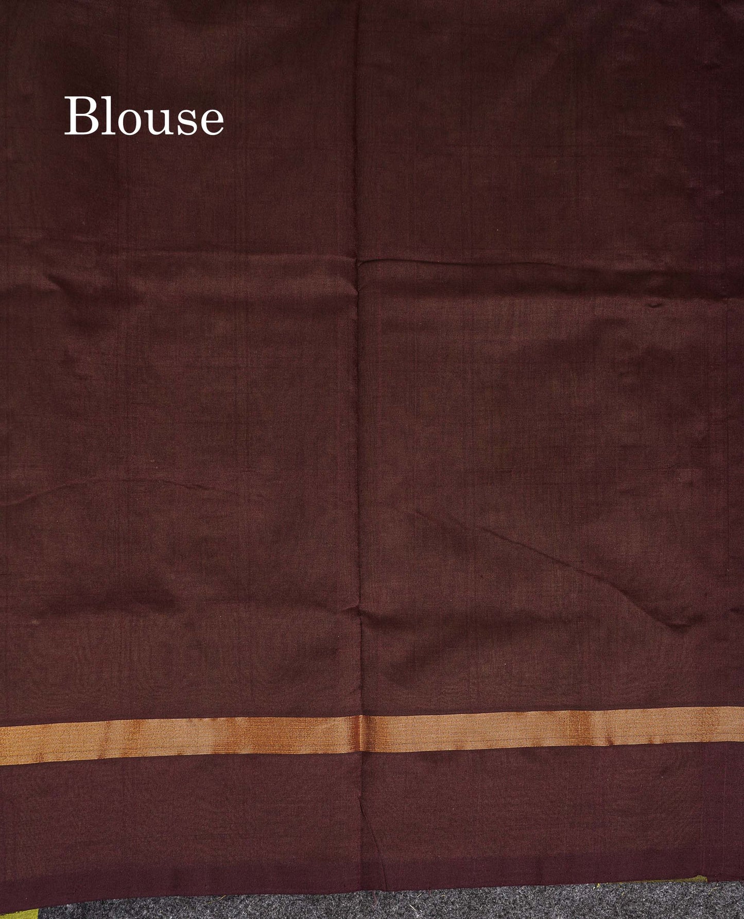 Contrast Dark Brown Of Olive Green Semi Silk Cotton Saree