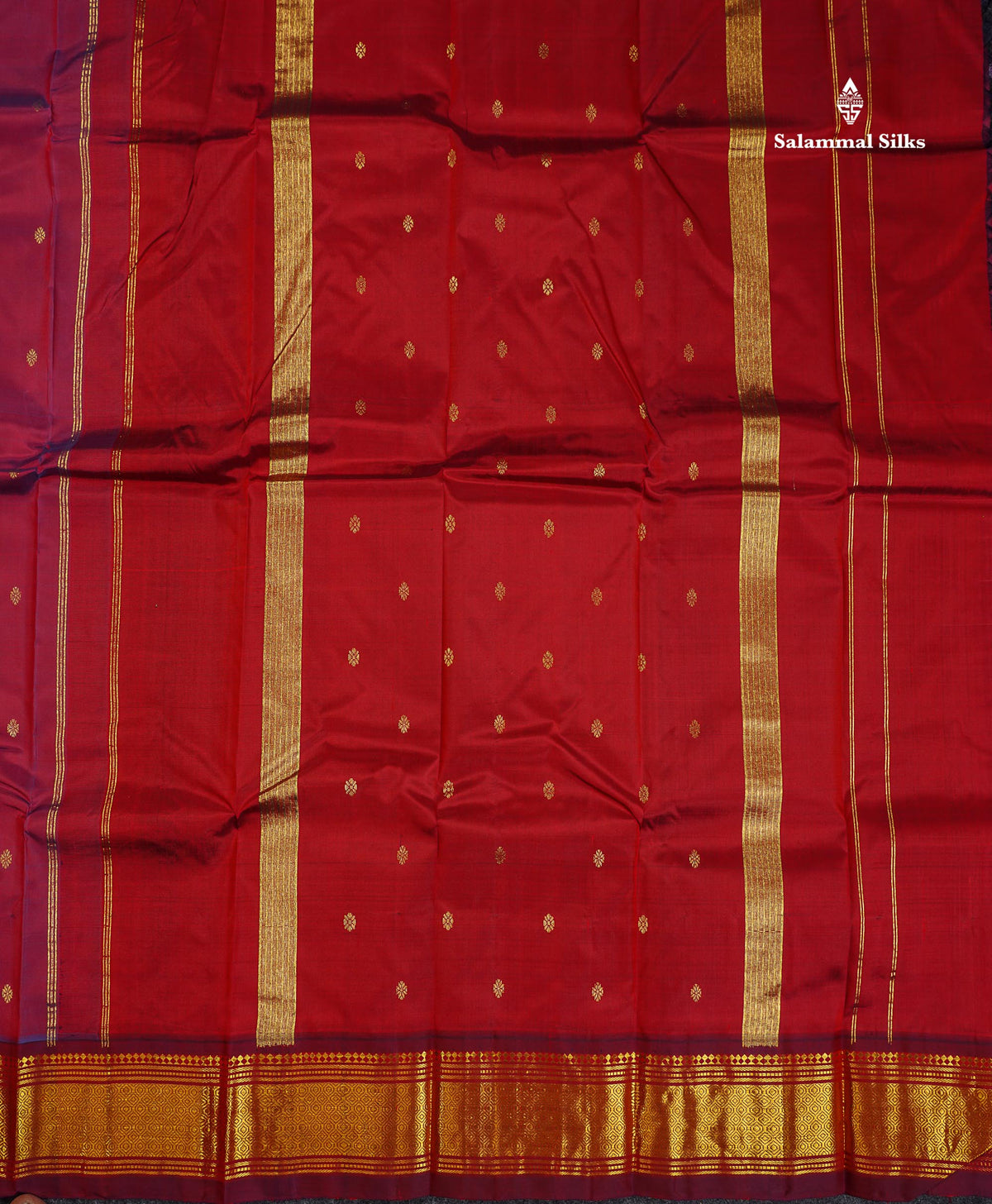 One Side Border Pure Silk Saree - Dual Tone Maroon Colour Small Zari Butta With Traditional Border