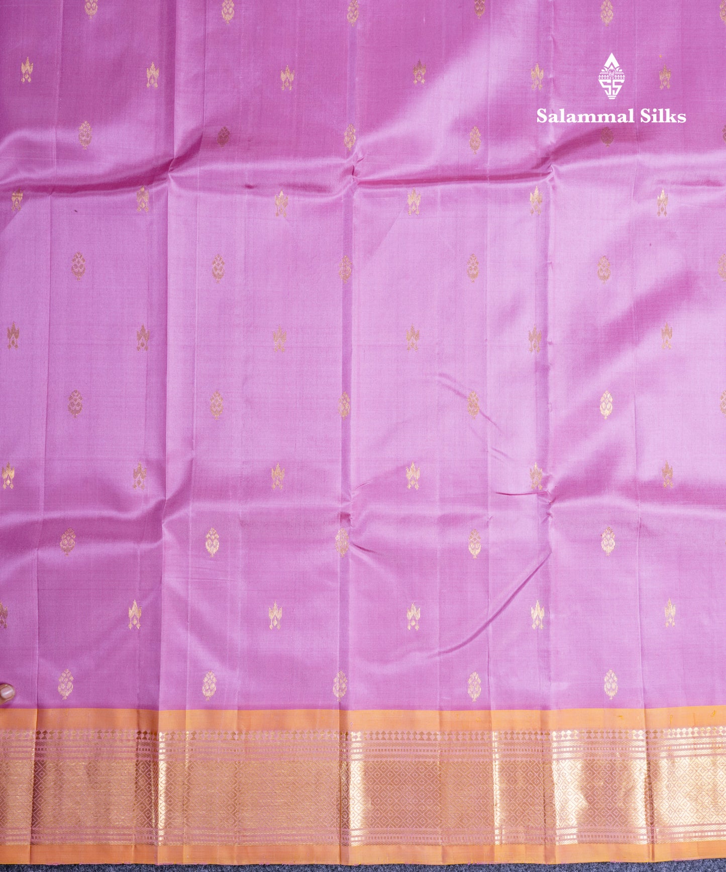 Light Pink Pure Kanjivaram Silk Saree With Contrast Mustard Yellow One Side Border