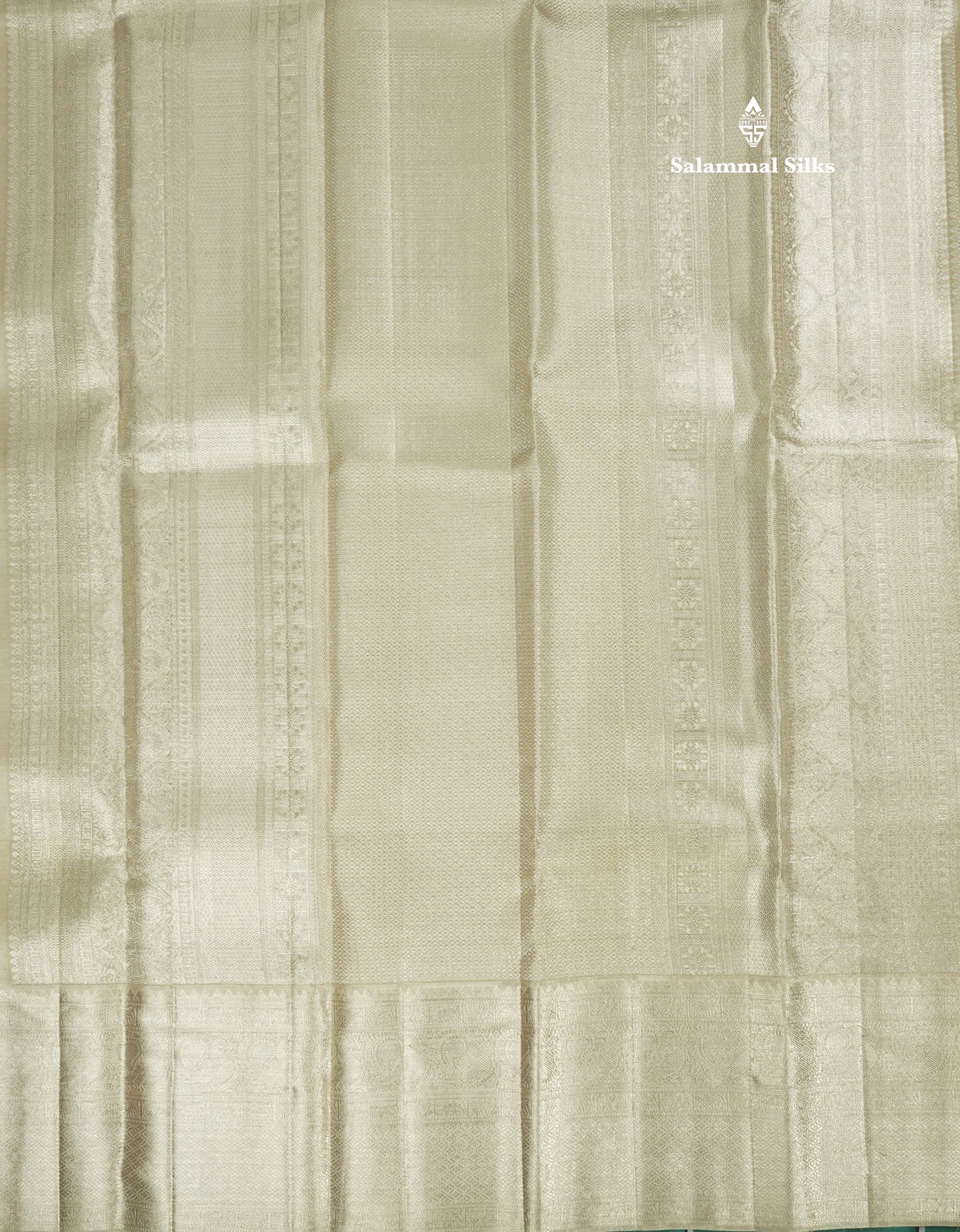Silver Colour Tissue Kanjivaram Silk Saree Pure Zari With Traditional Self Border