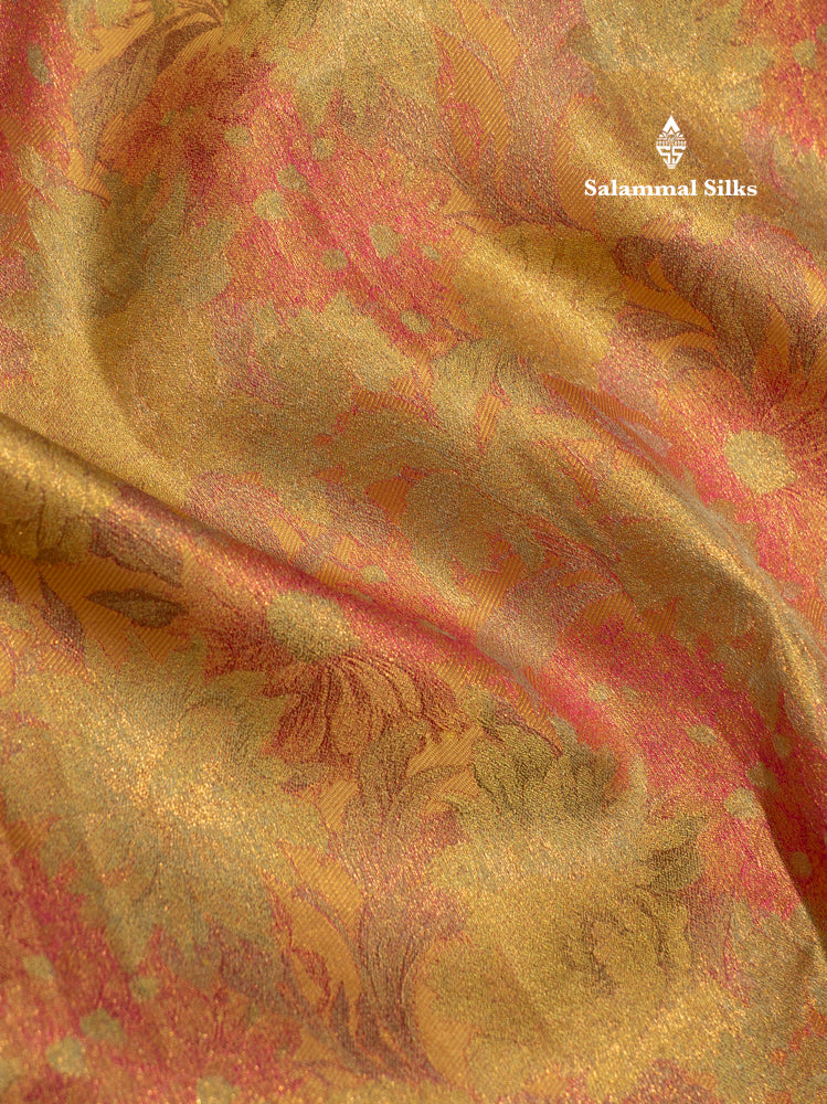 Multicolour Pure Kanjivaram Silk Saree with Pink Border