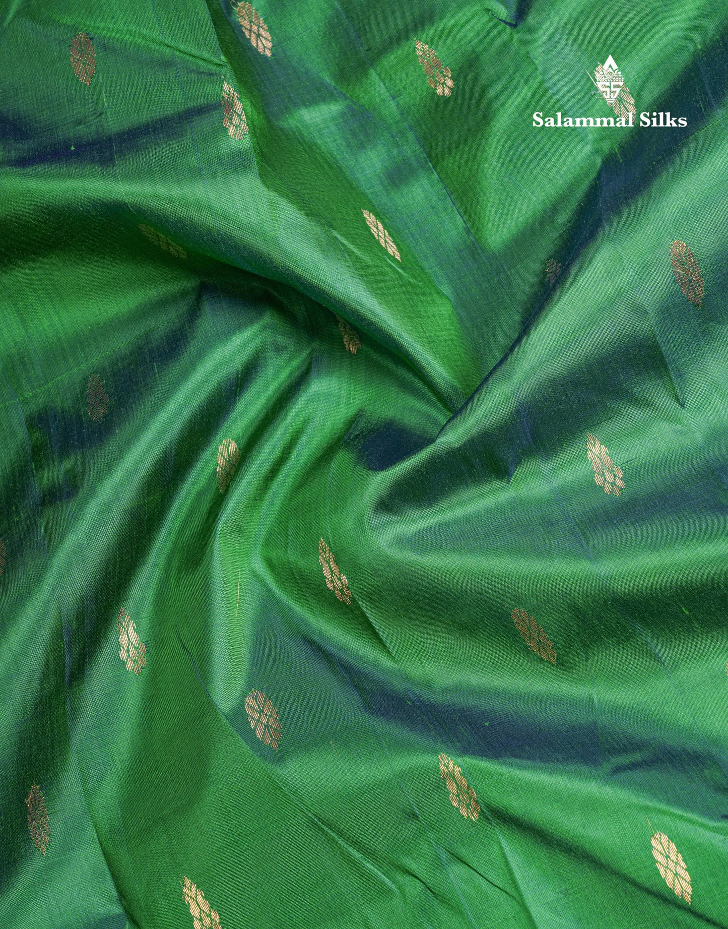 Dual Tone Green Pure Kanjivaram Silk Saree With Contrast Purple One Side Border