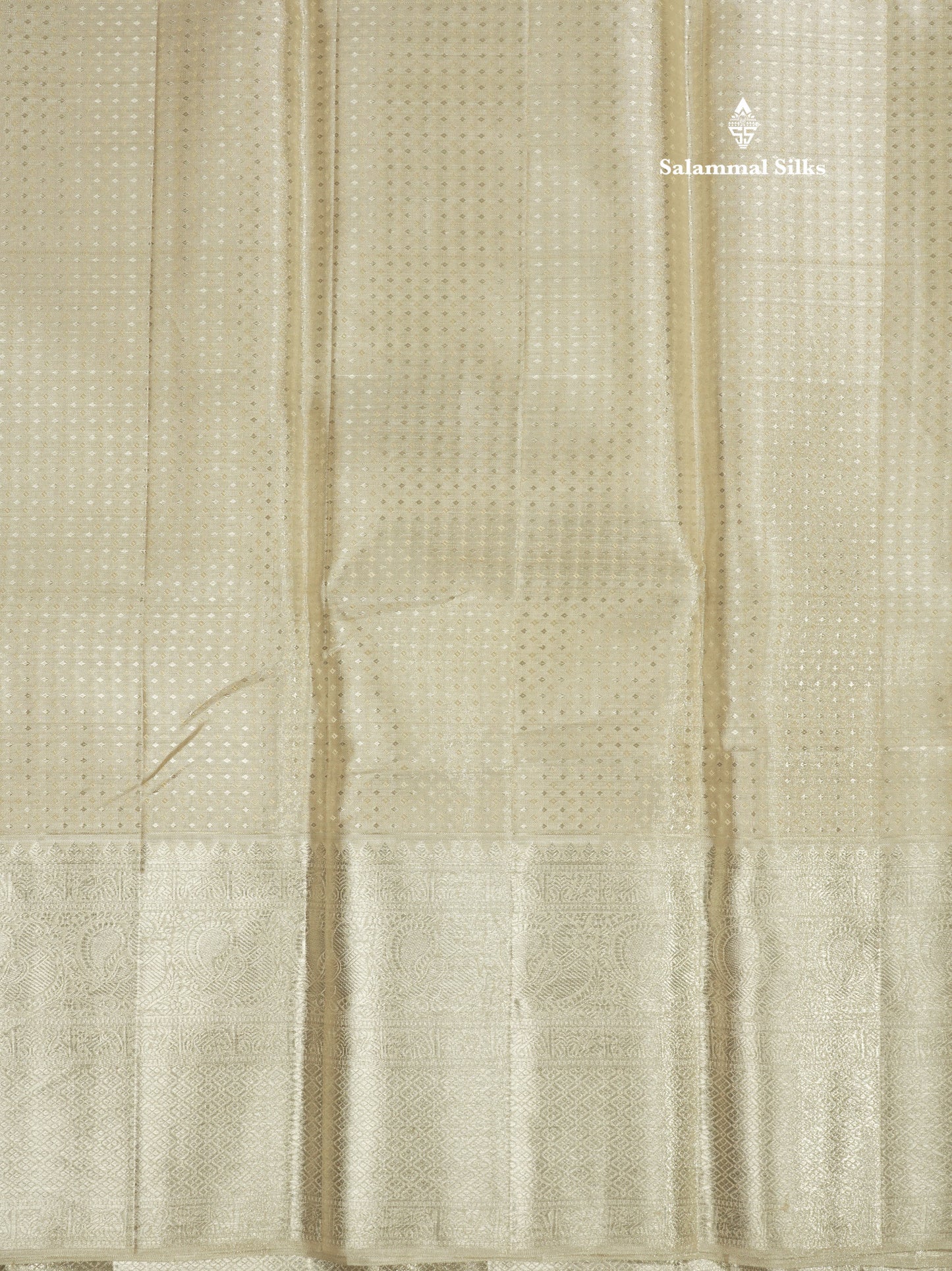 Silver Colour Tissue Kanjivaram Silk Saree Pure Zari With Traditional Self Border