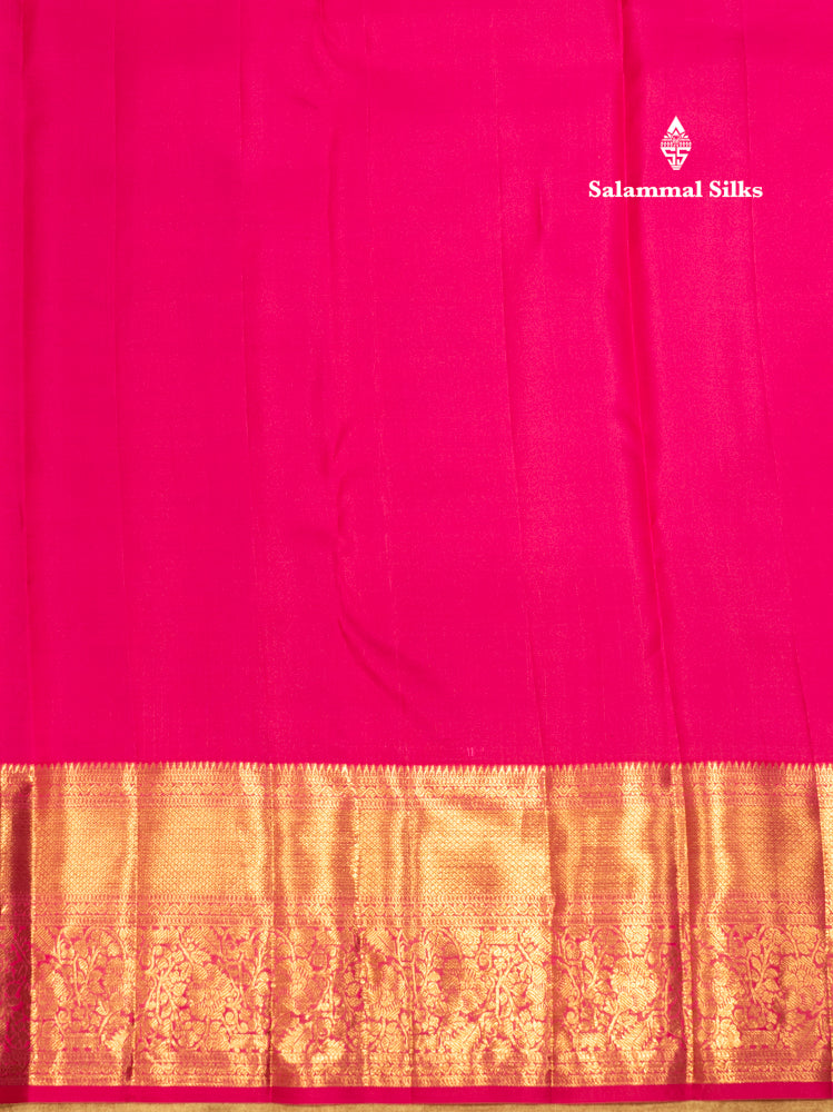 Multicolour Pure Kanjivaram Silk Saree with Pink Border