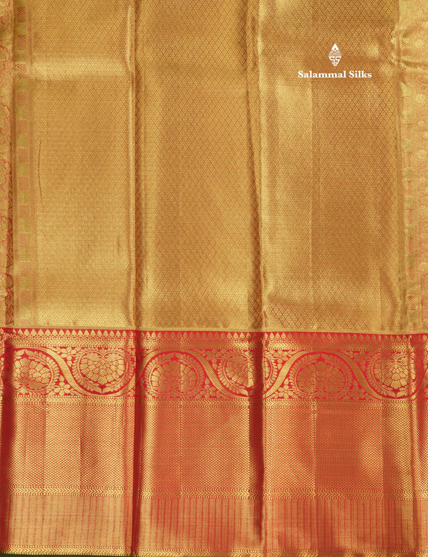 Manthulir Green Pure Kanjivaram Silk Saree With Contrast Red Border