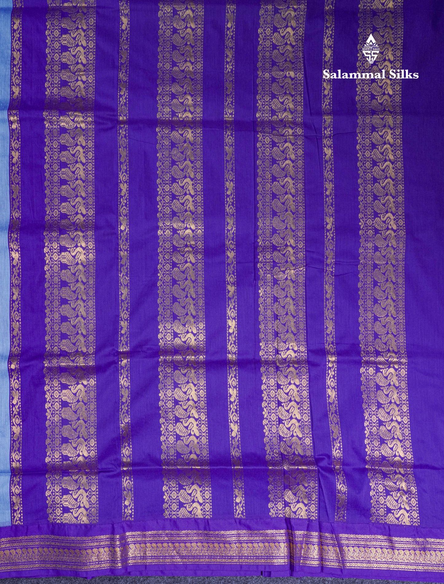 Dual Tone Blue Kalyani Cotton Saree With Contrast Violet Border