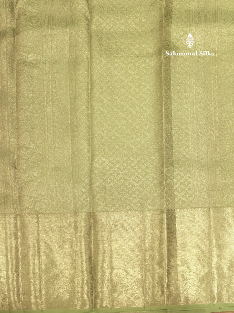 Pinkish Brown Colour Pure Kanjivaram Fancy Silk Saree with Rexona Green Border