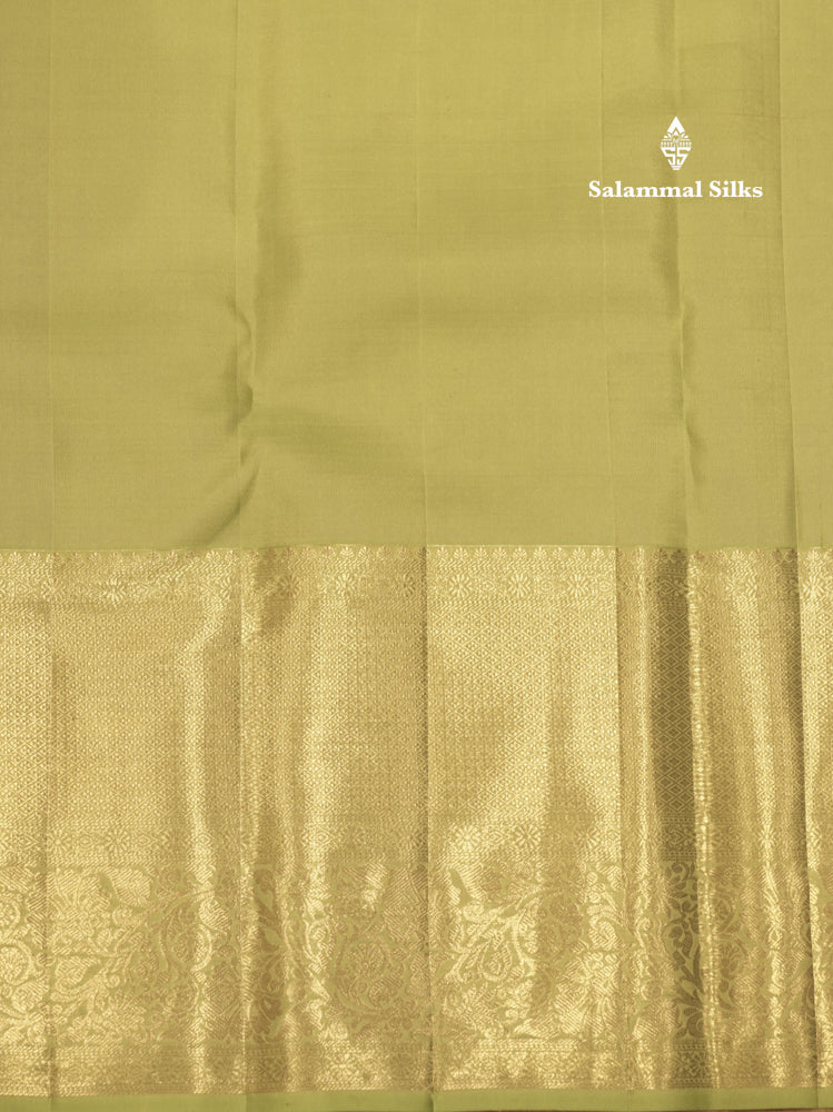 Pinkish Brown Colour Pure Kanjivaram Fancy Silk Saree with Rexona Green Border