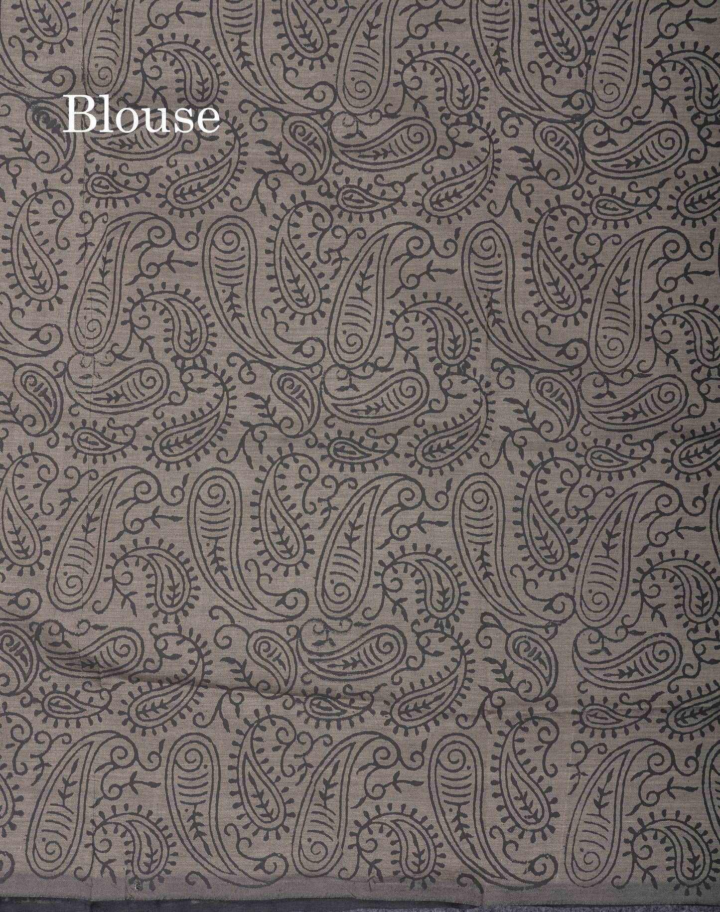 Black South Cotton Printed Saree With Contrast Grey White Blouse