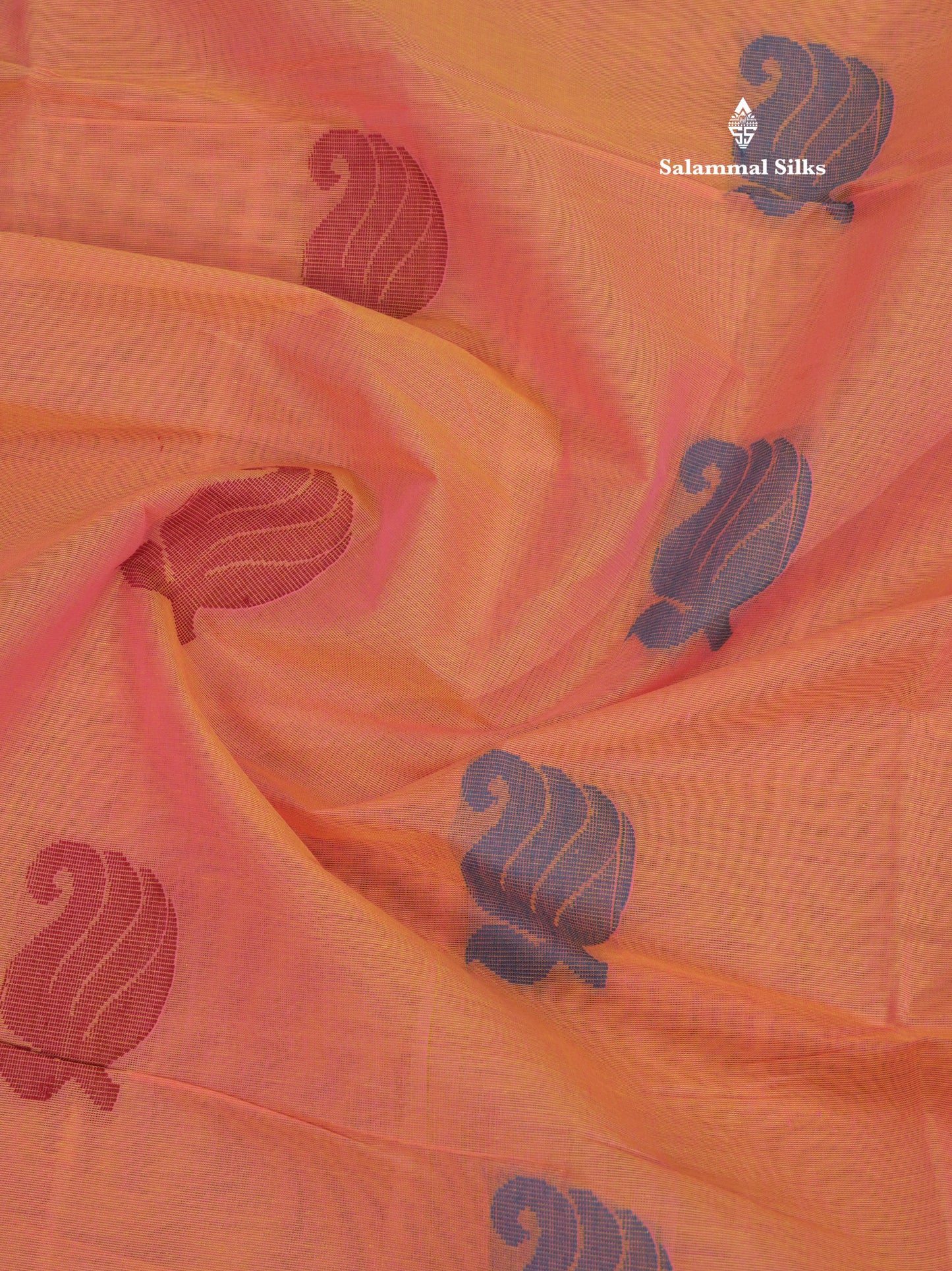 Peach Beautiful Fancy Pure Cotton Saree With Pink Border