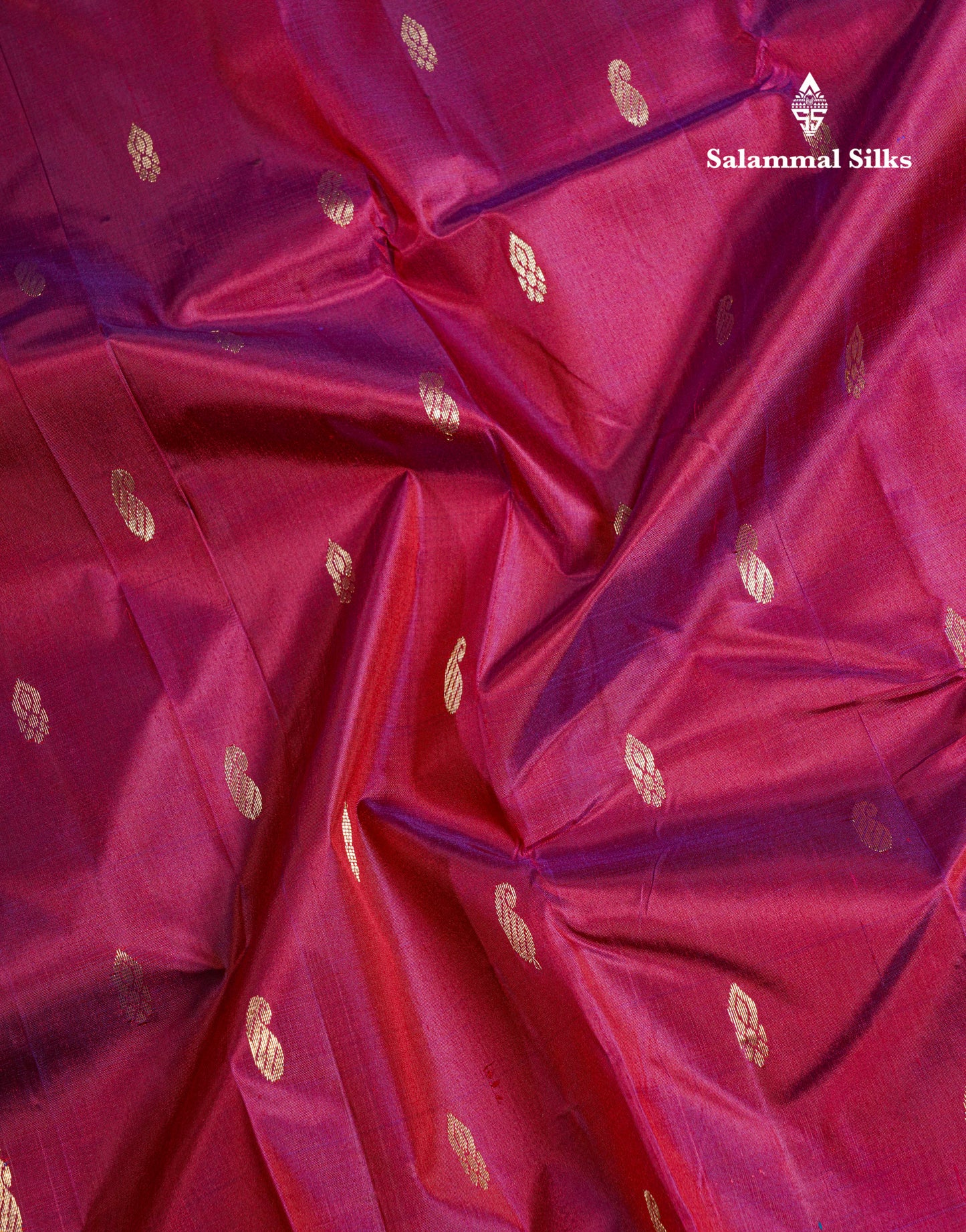 Dual Tone Magenta Pure Kanjivaram Silk Saree With Contrast Mustard Yellow One Side Border