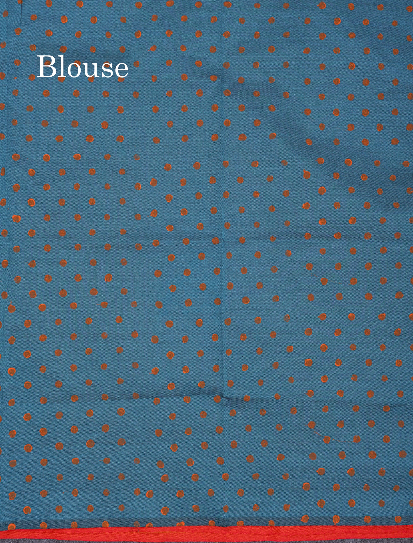 Orange South Cotton Printed Saree With Contrast Peacock Blue Blouse
