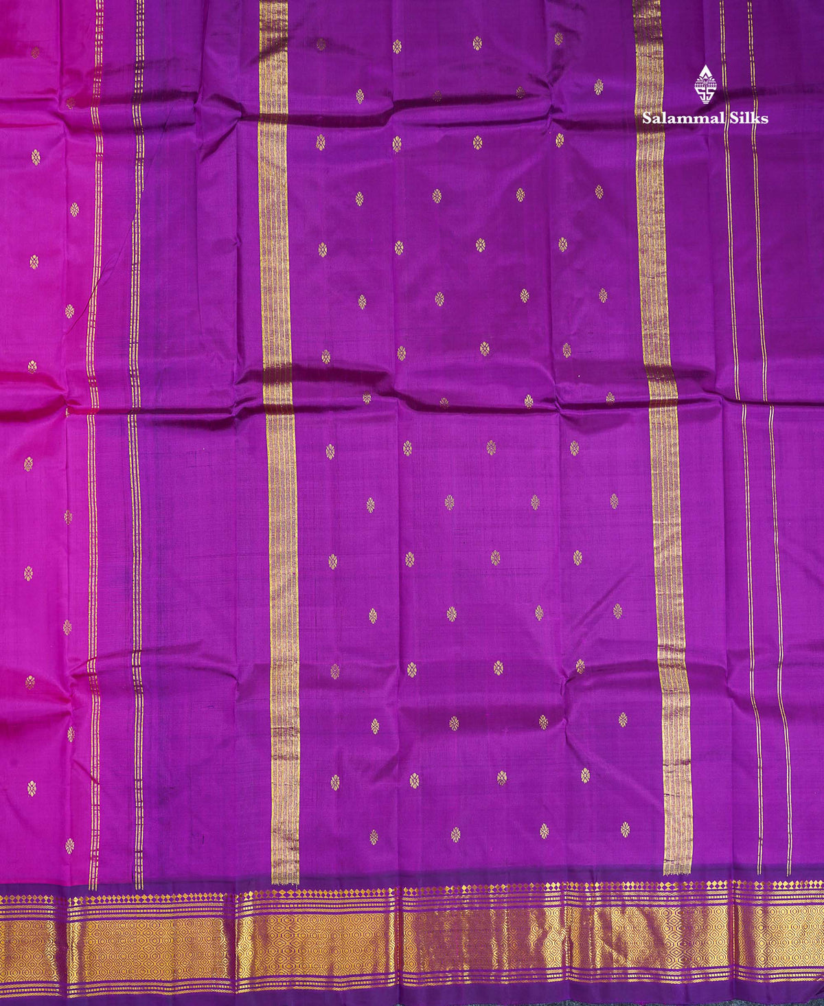 One Side Border Pure Silk Saree - Vadamalli Colour Body Zari Butta With Purple Border