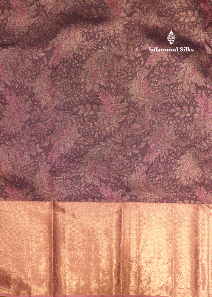 Violet Colour Pure Kanjivaram Fancy Silk Saree with Baby Pink Silver Zari Border