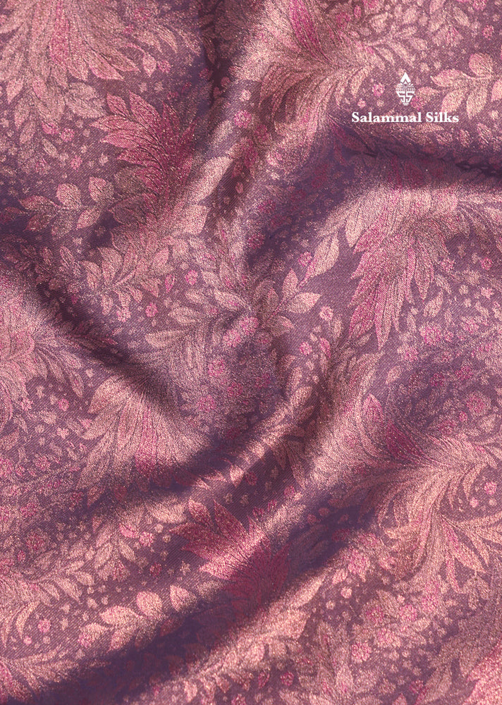 Violet Colour Pure Kanjivaram Fancy Silk Saree with Baby Pink Silver Zari Border