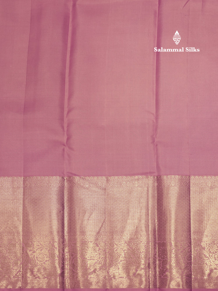 Violet Colour Pure Kanjivaram Fancy Silk Saree with Baby Pink Silver Zari Border