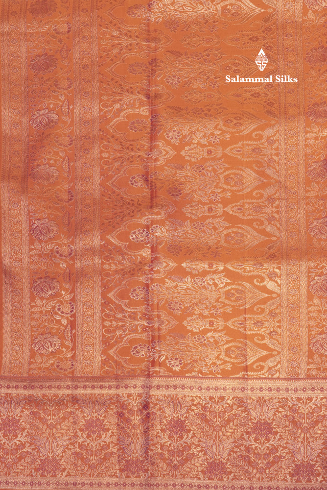 Violet Colour Pure Kanjivaram Fancy Silk Saree with Orange Border