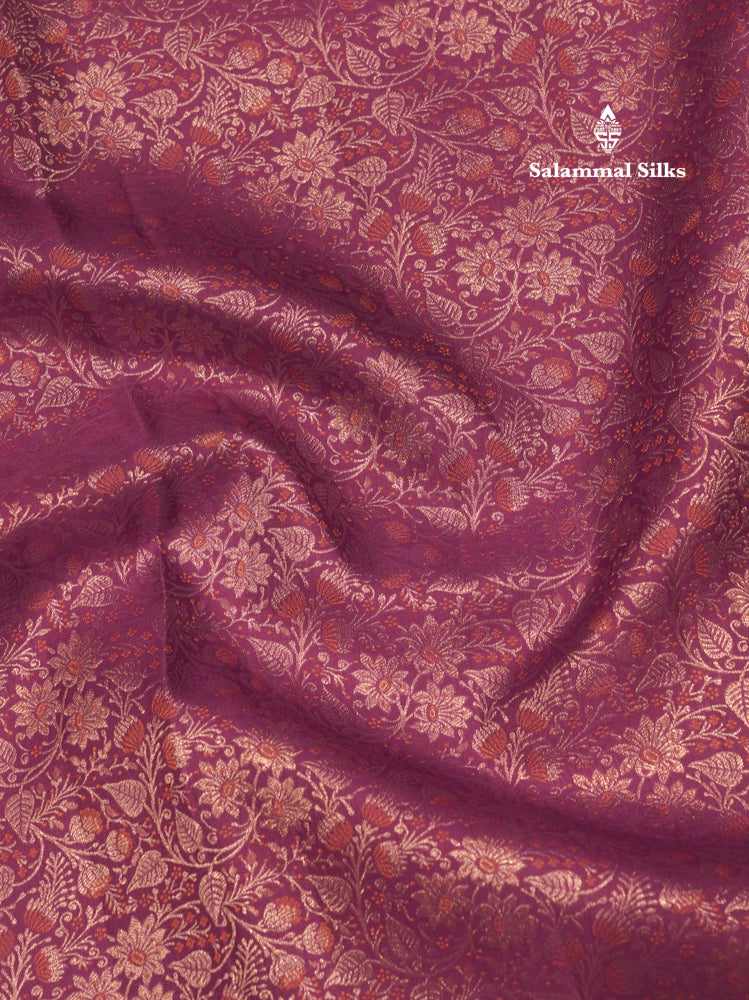 Violet Colour Pure Kanjivaram Fancy Silk Saree with Orange Border