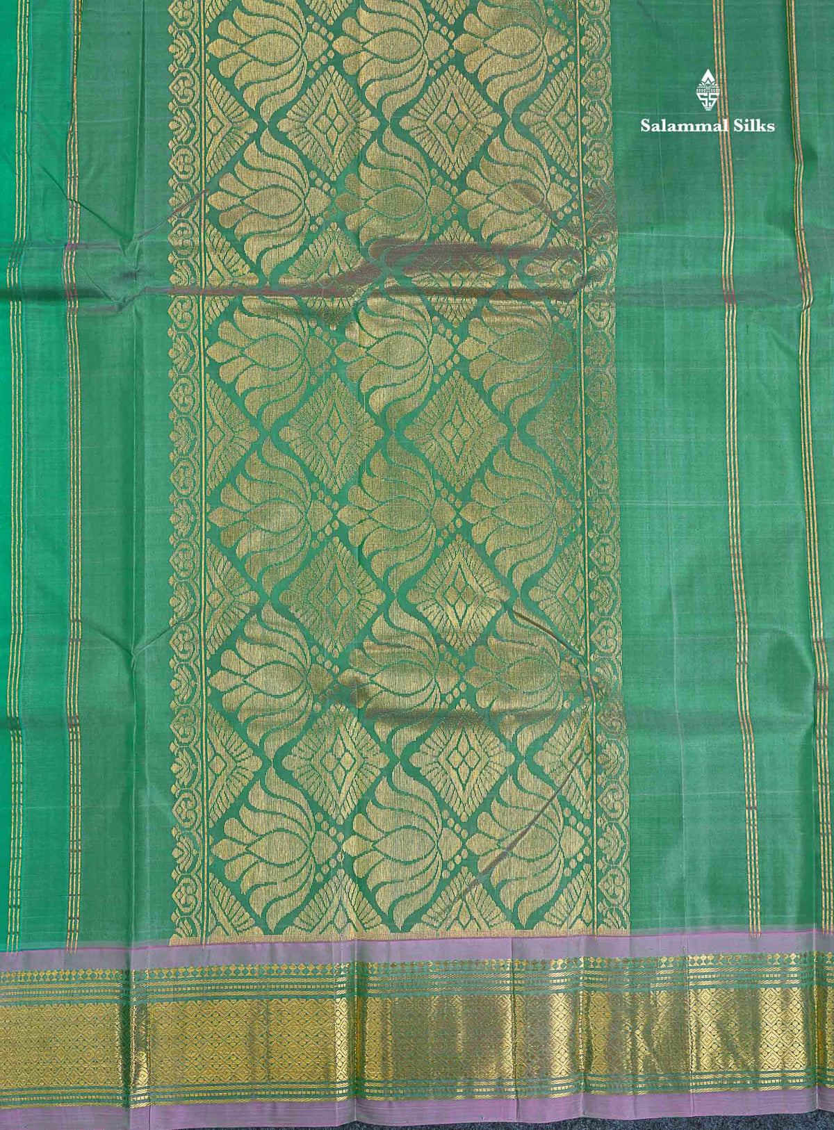 One Side Border Pure Silk Saree - Sapphire Green Colour Body Zari Butta With Traditional Border