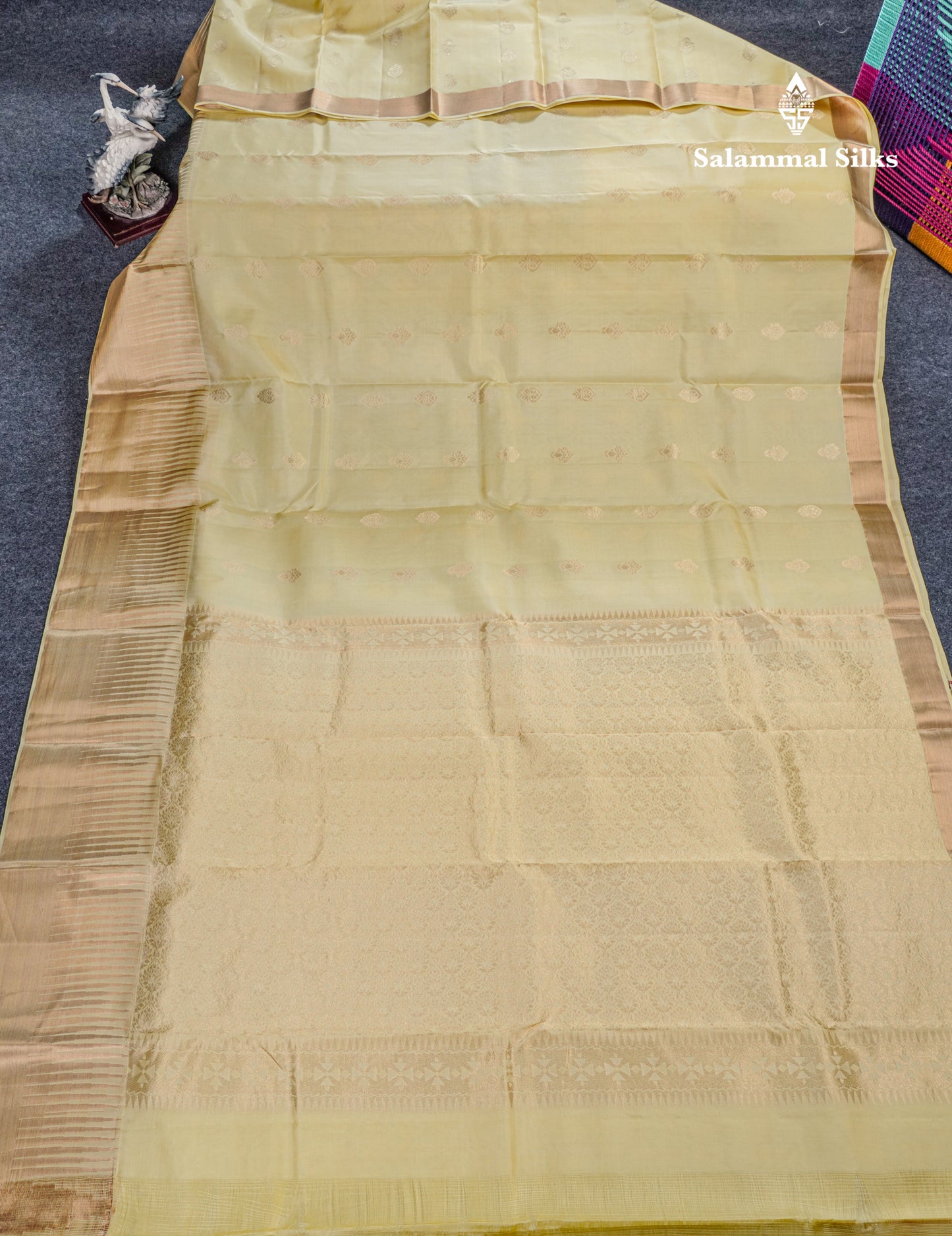 Mustard Yellow Pure Kanjivaram Silk Saree With Self Traditional Temple Border