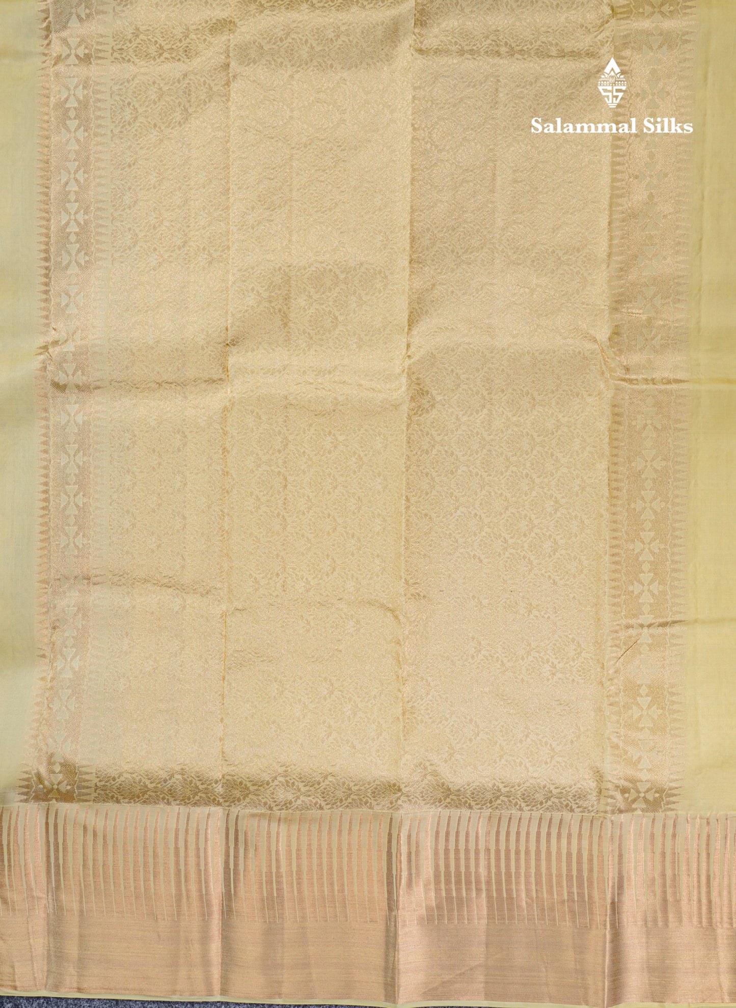 Mustard Yellow Pure Kanjivaram Silk Saree With Self Traditional Temple Border