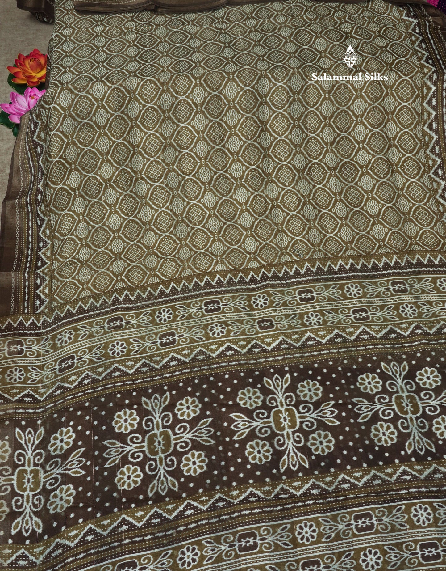 Purple Colour Printed Cotton Mix Saree With Blouse