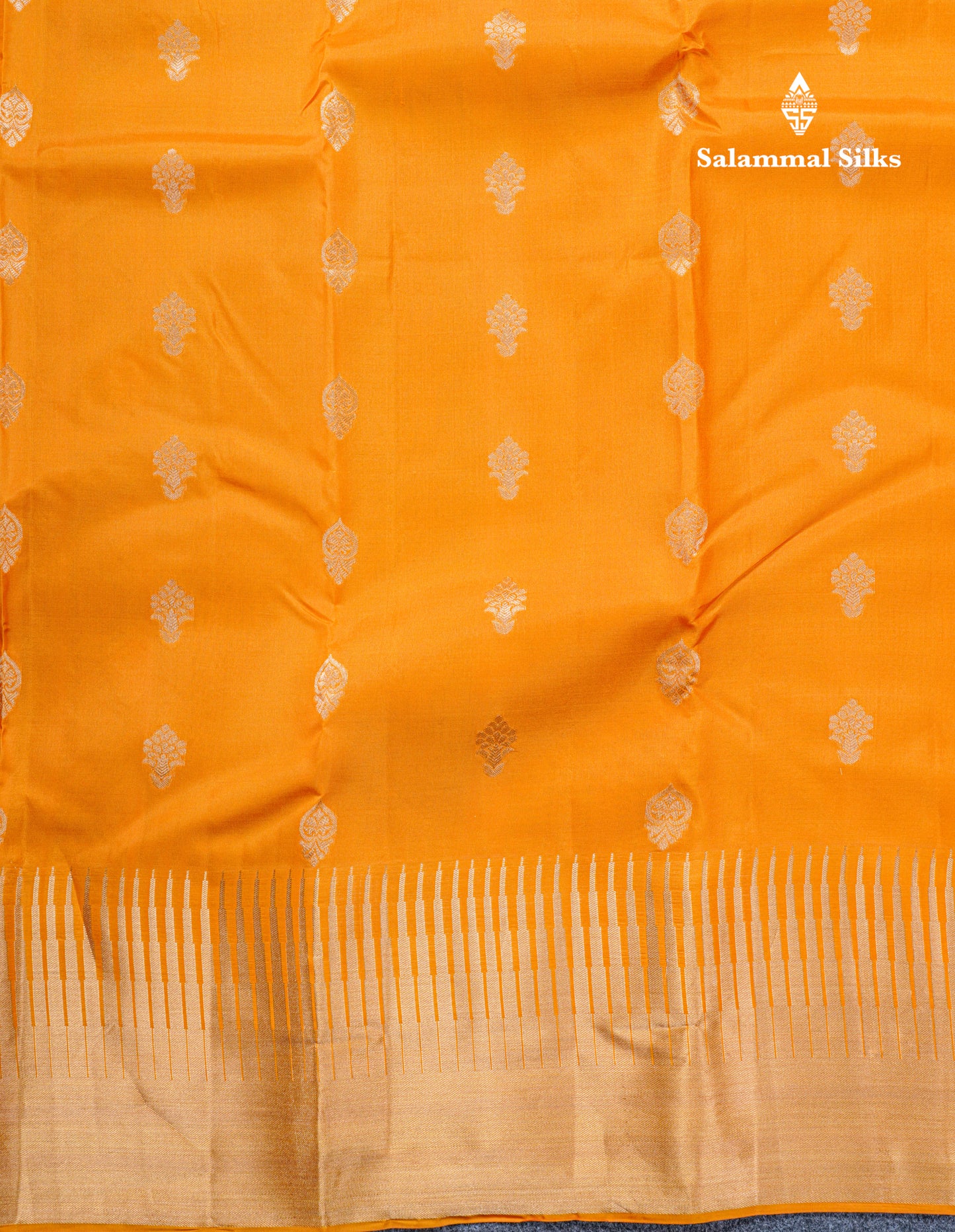 Mustard Yellow Pure Kanjivaram Silk Saree With Self Traditional Temple Border