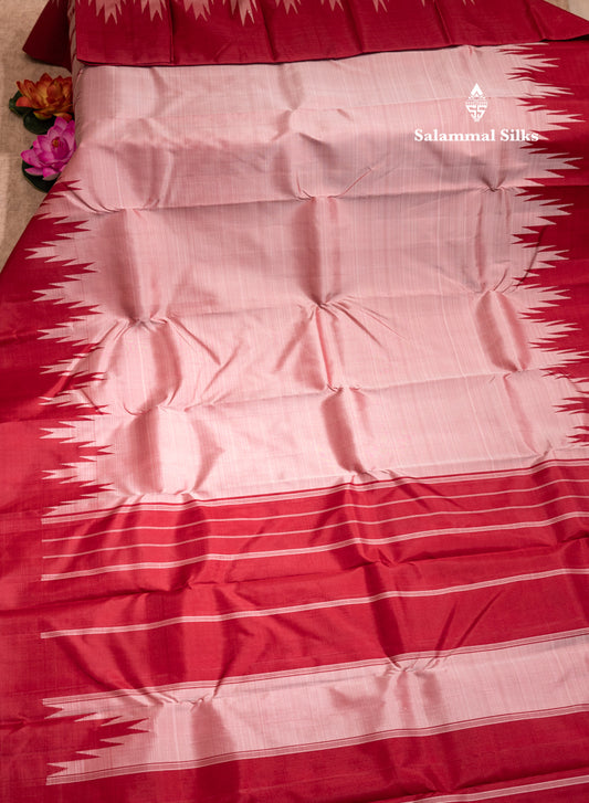 Onion Pink Colour Pure Kanjivaram Silk Saree with Temple Border