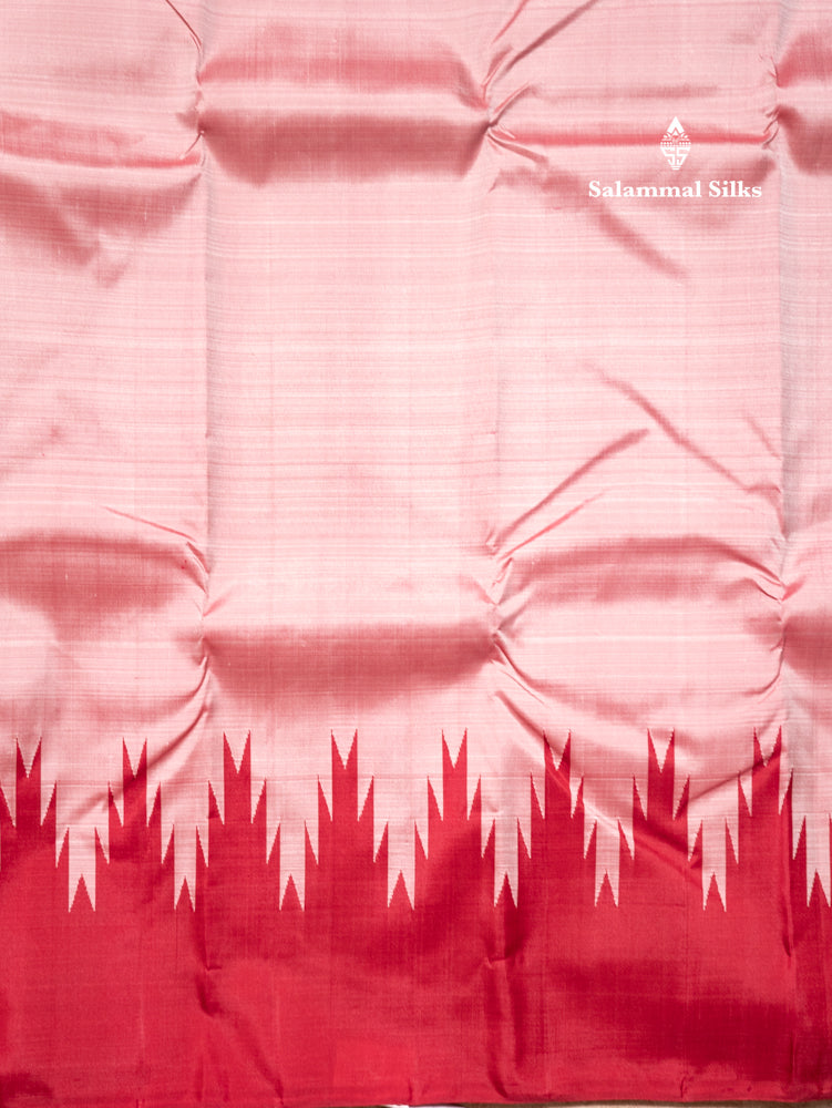 Onion Pink Colour Pure Kanjivaram Silk Saree with Temple Border