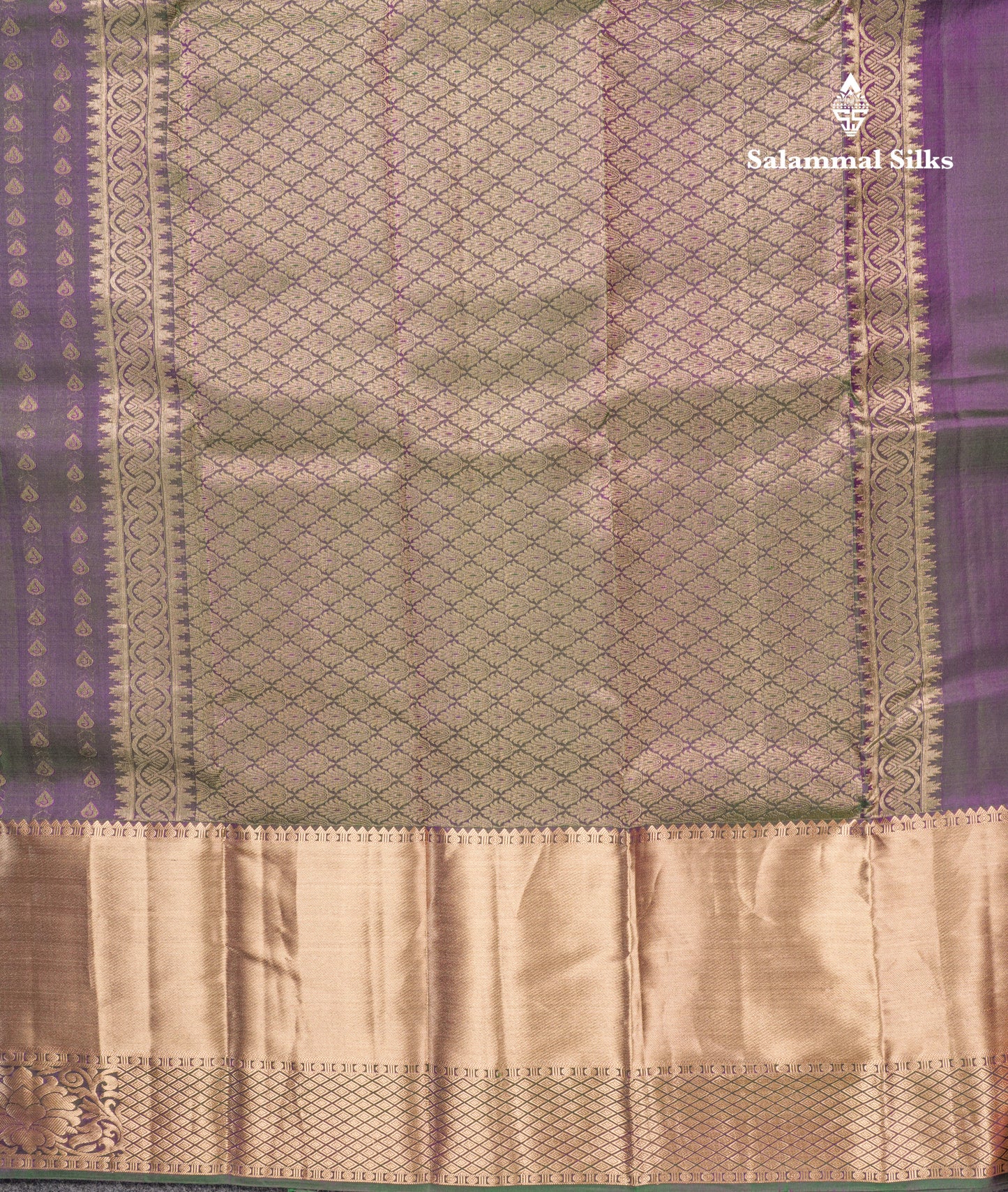 Dual Tone Purple Pure Kanjivaram Silk Saree With Self Long Border