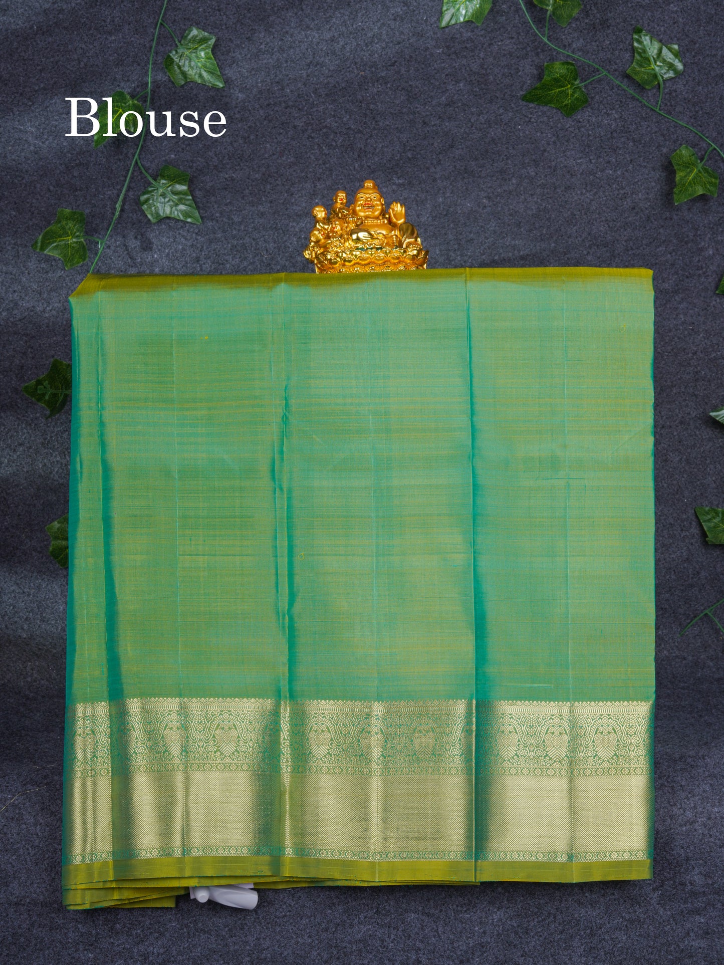 Pure Silk Pattu Pavadai (Peacock Blue) With Contrast Dual Tone Green Blouse 28"