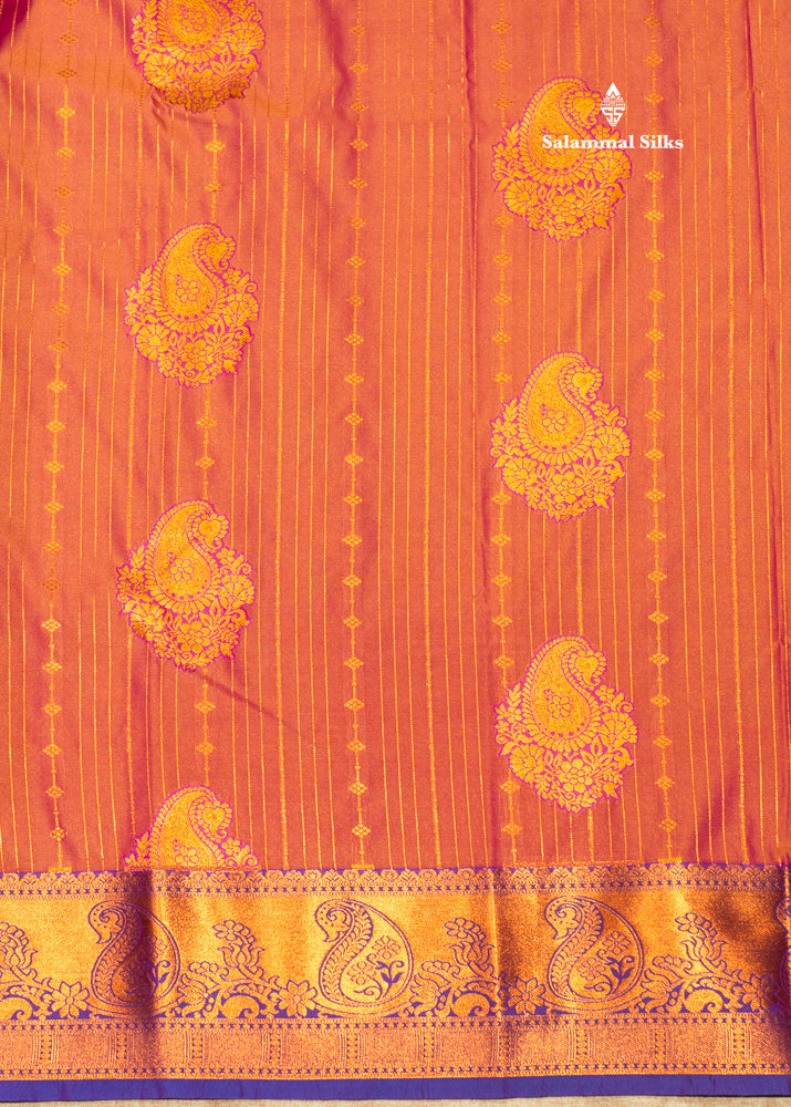 Bottle Green Colour Semi Silk Saree With Navy Blue Copper Zari Border