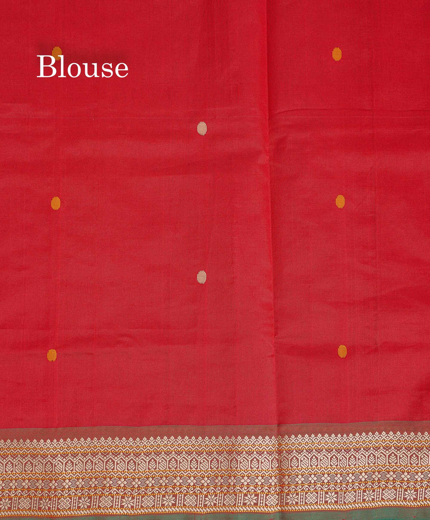 Self Blouse Of Chilly Red Semi Silk Cotton Saree