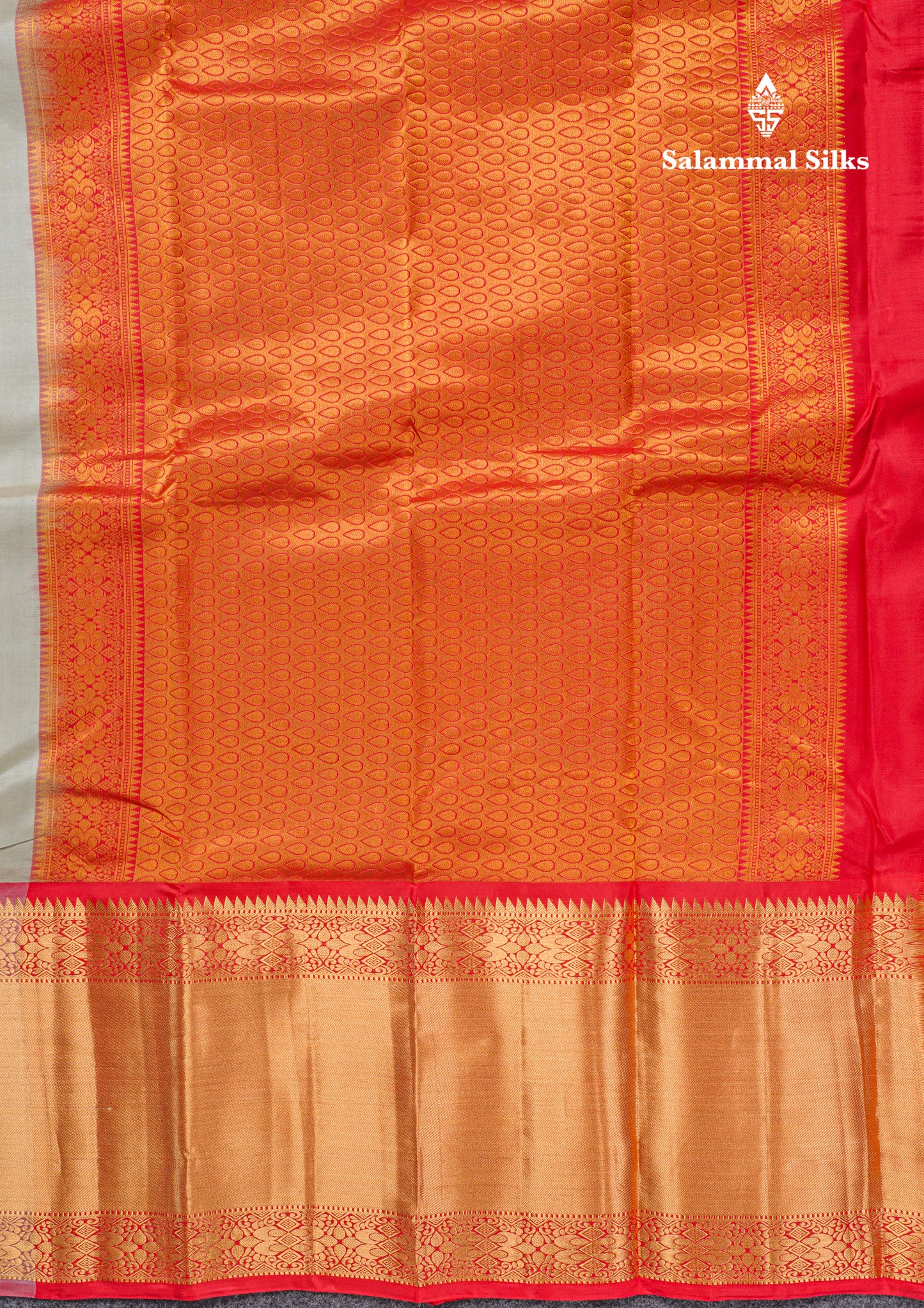 Light Rexona Pure Kanjivaram Silk Saree With Contrast Chilly Red Blouse