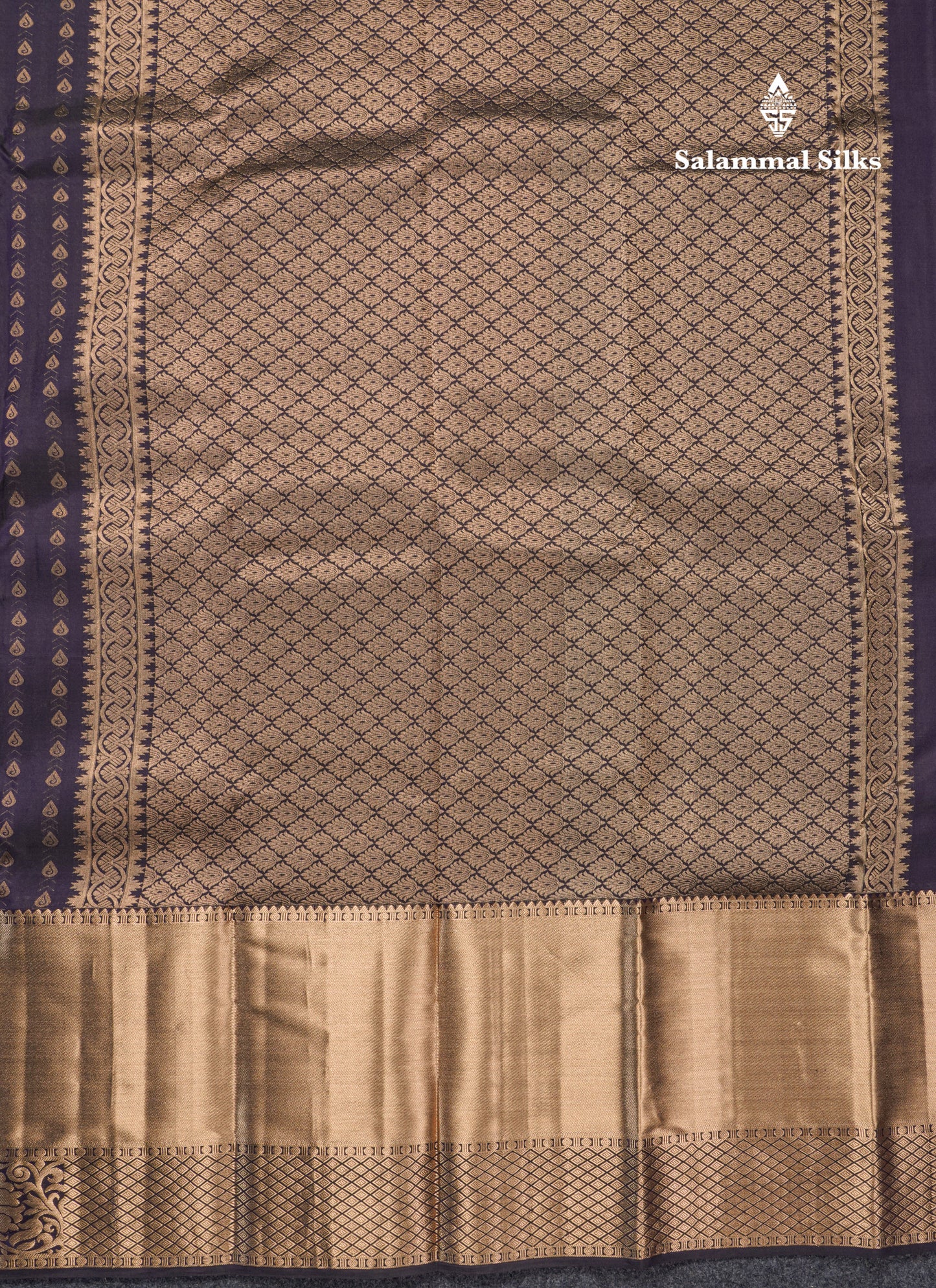 Dual Tone Purple Pure Kanjivaram Silk Saree With Self Long Border